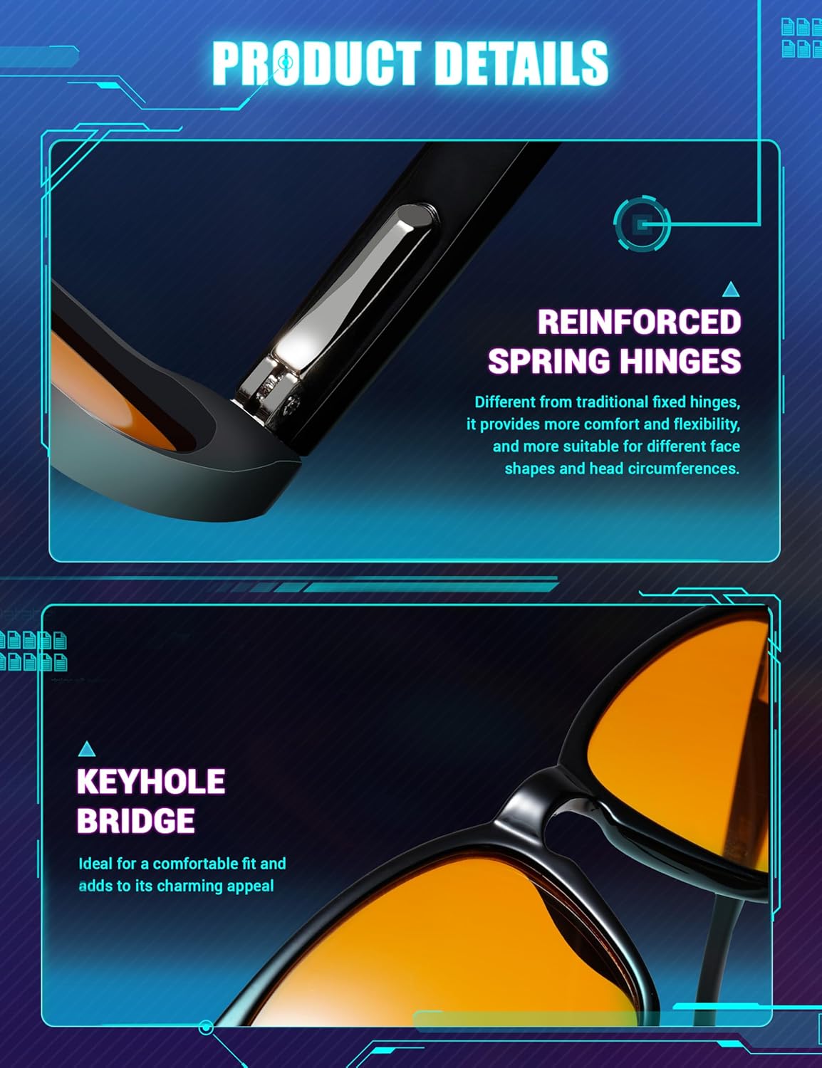 TIJN Blue Light Blocking Glasses Dual AR Coatings Amber Orange Lens for Computer Gaming - Image 4