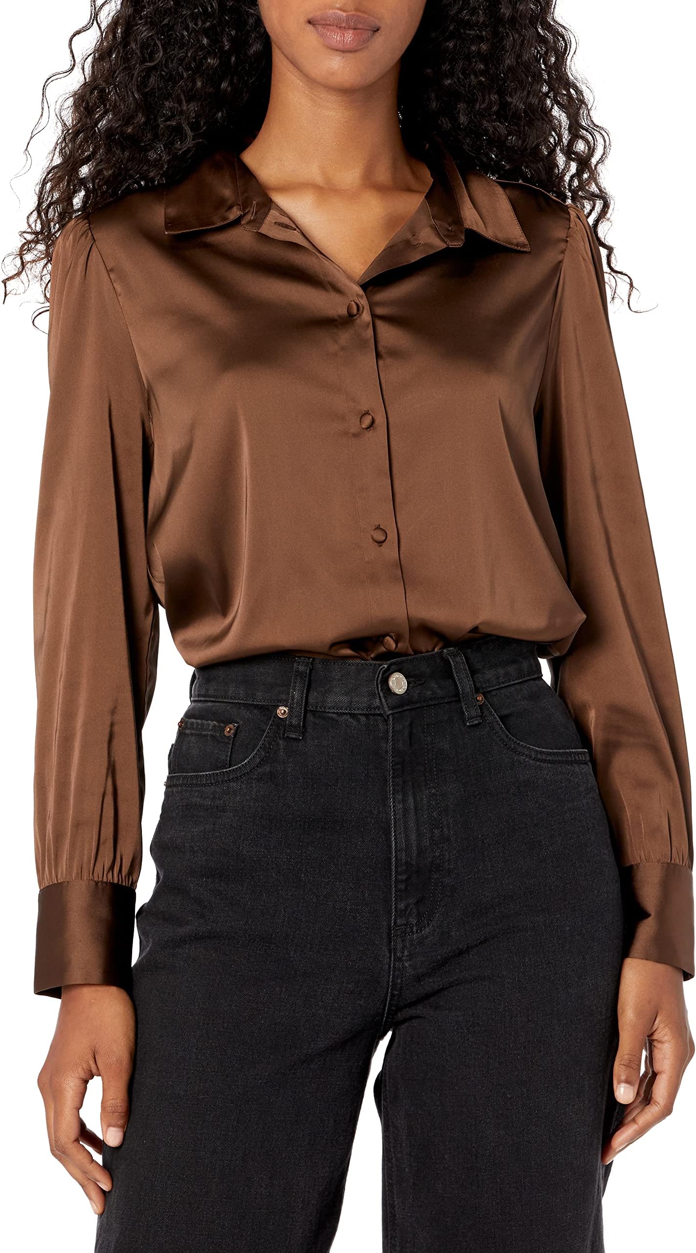 The DropWomen's @Lucyswhims Long-Sleeve Button-Down Stretch Satin Shirt