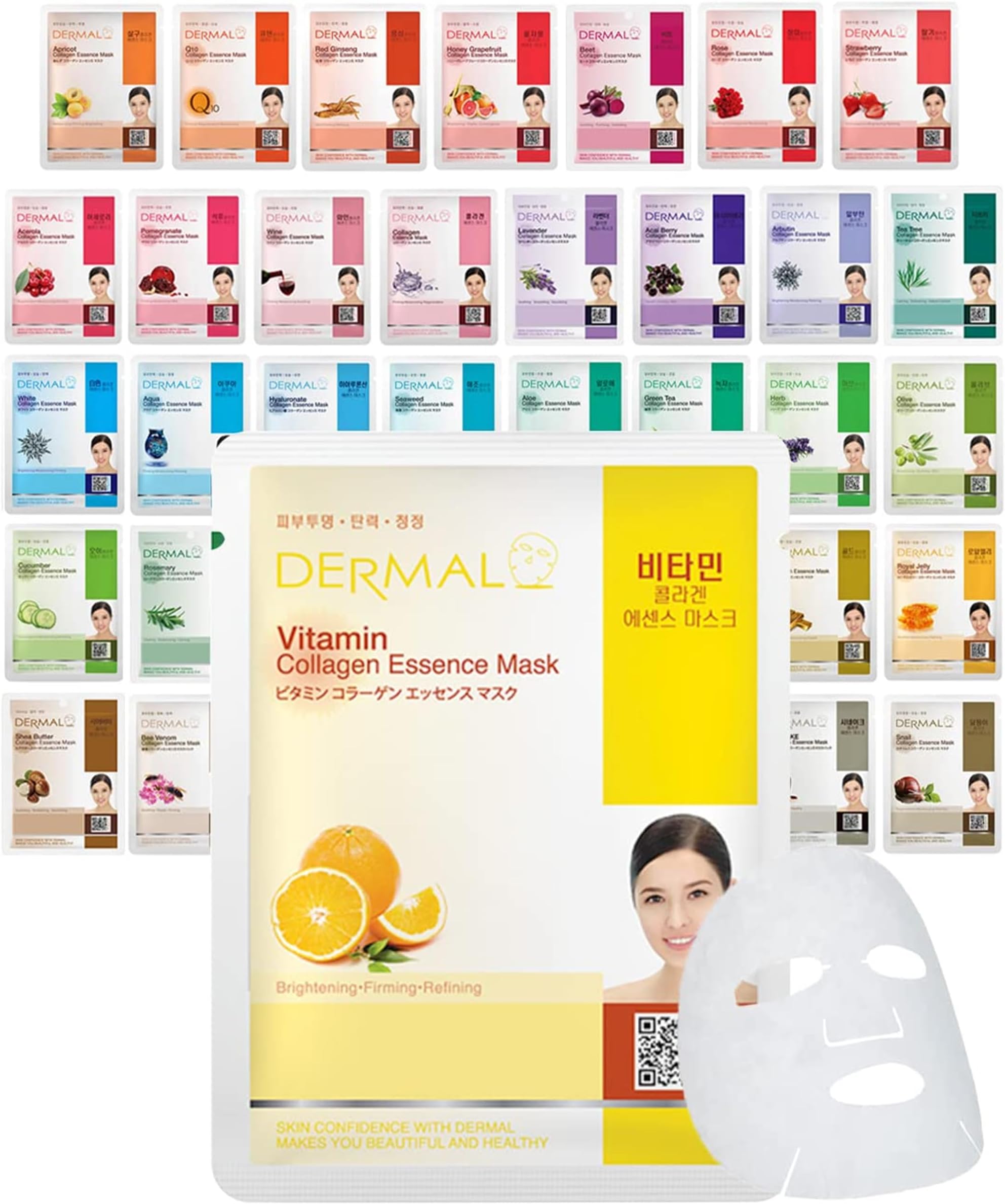 DERMAL 39 Combo Pack Made in Korea Facial Mask – 20+ Years of K-Beauty Experience, Premium Quality Korean Sheet Masks for Daily Skincare Routine