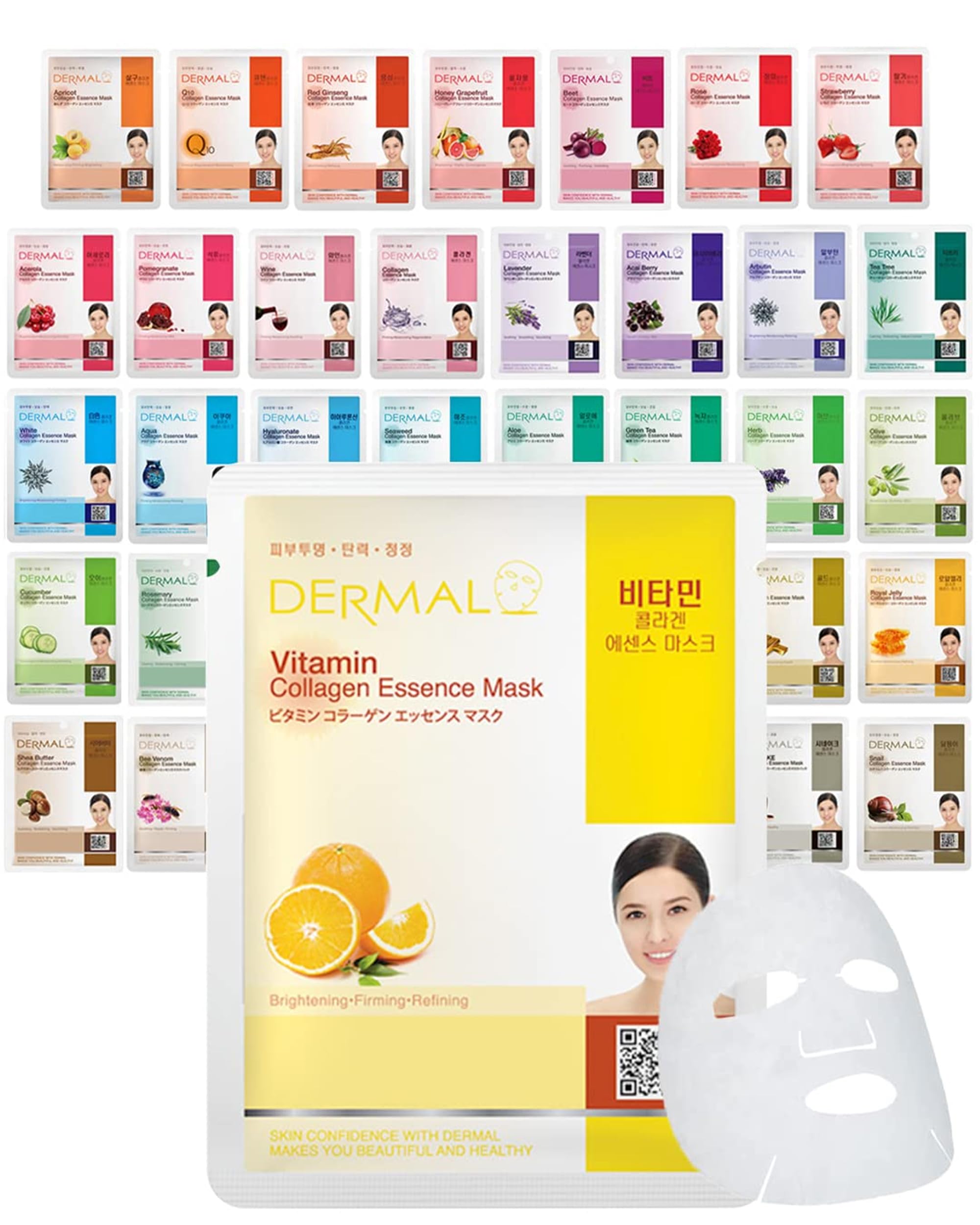 DERMAL 39 Combo Pack Made in Korea Facial Mask – 20+ Years of K-Beauty Experience, Premium Quality Korean Sheet Masks for Daily Skincare Routine