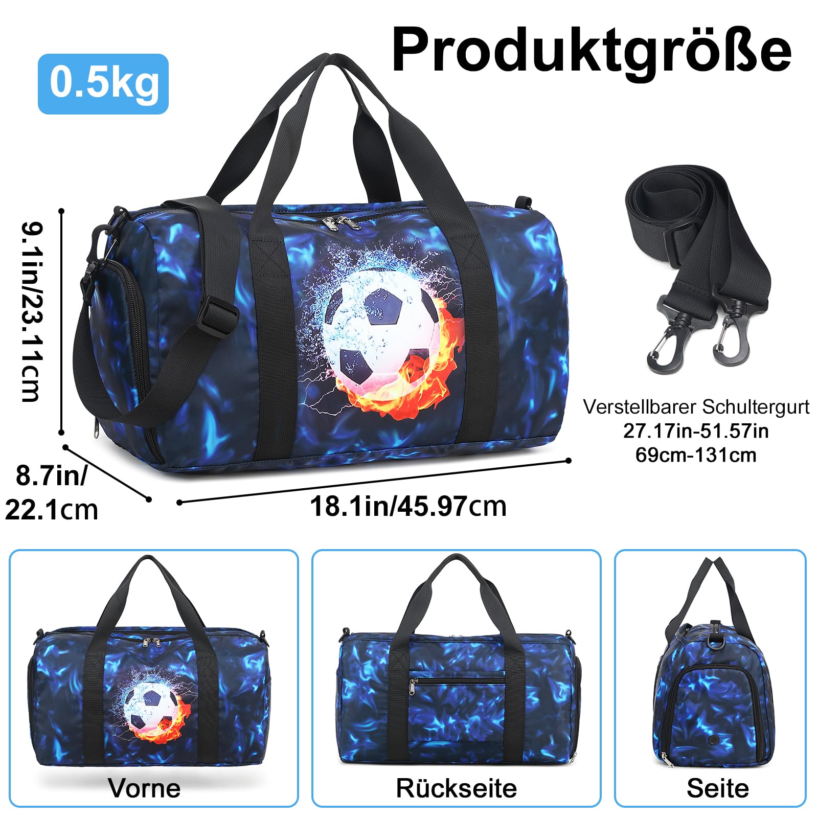 LEDAOU Sporttasche Kinder Schwimmtasche Jungen Damen mit Schuhfach und Nassfach Badetasche Teenager Kleine Reisetasche Fitnesstasche Sports Outdoor