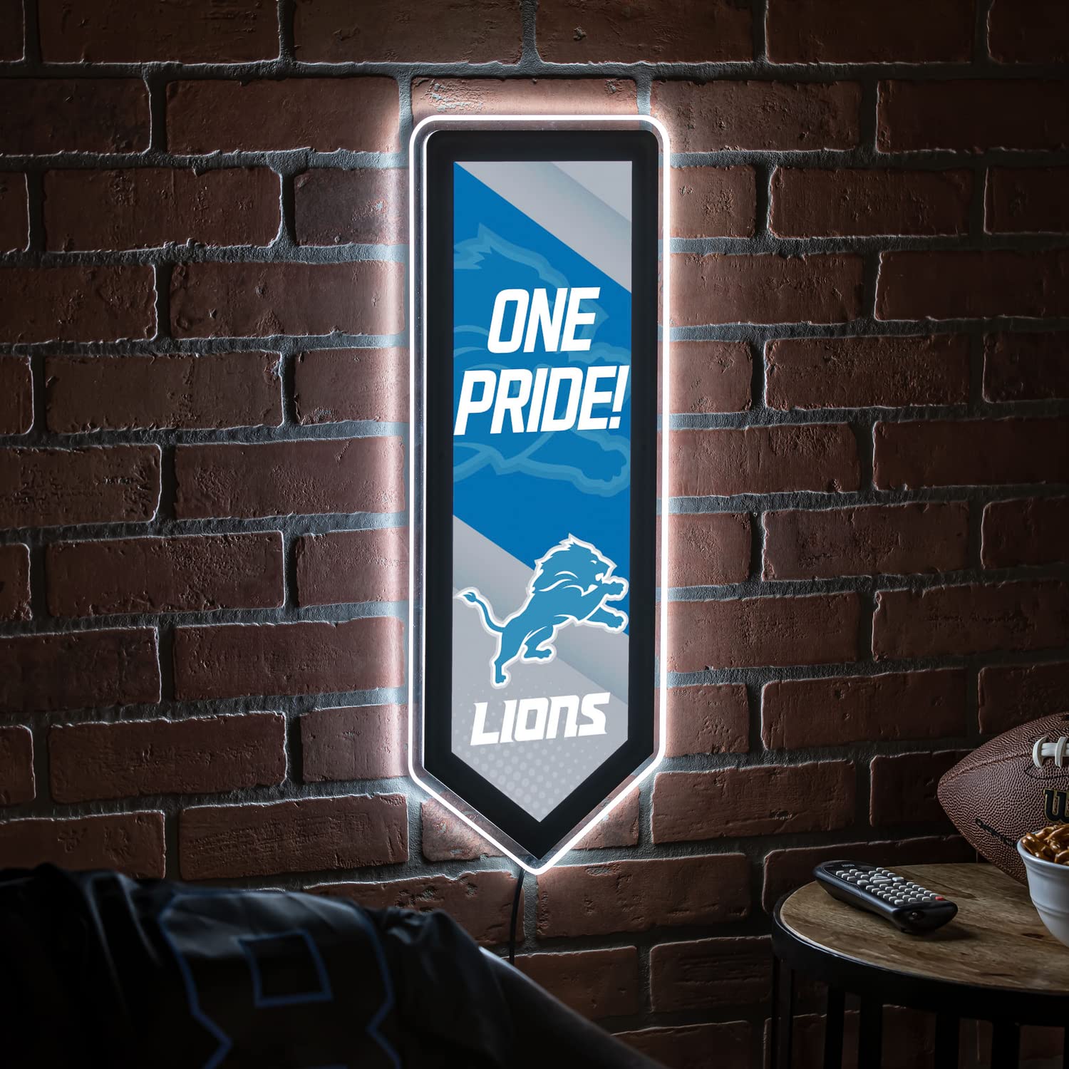 Panneau mural LED Detroit Lions pour ambiance salon de match et fan cave américaine