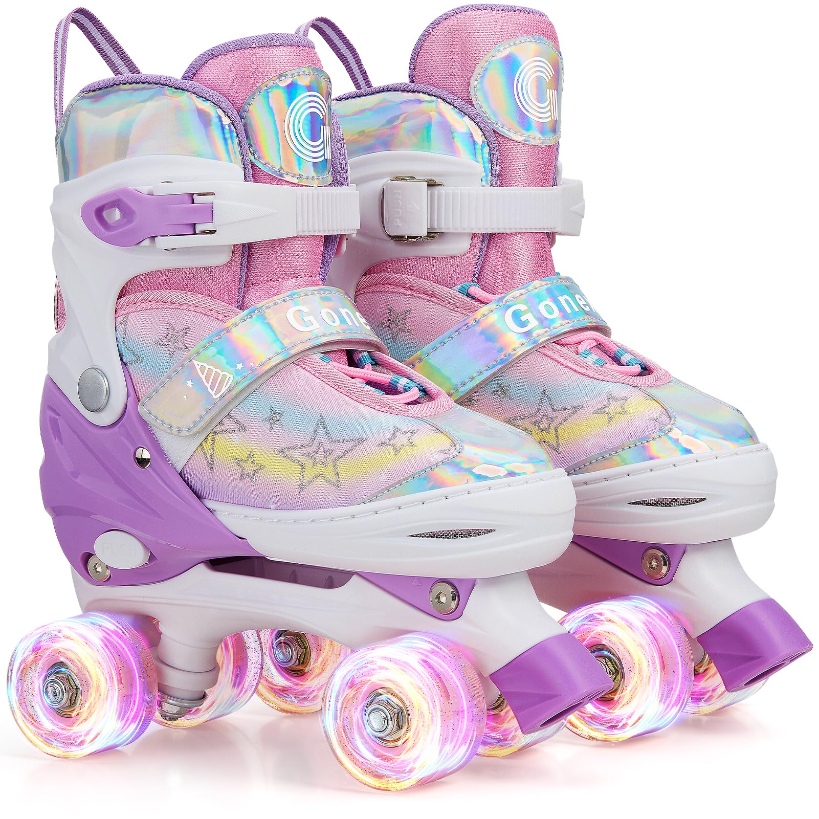 Gonex Patines 4 Ruedas Niña Paralelo Ajustables con Iluminación LED para Principiantes