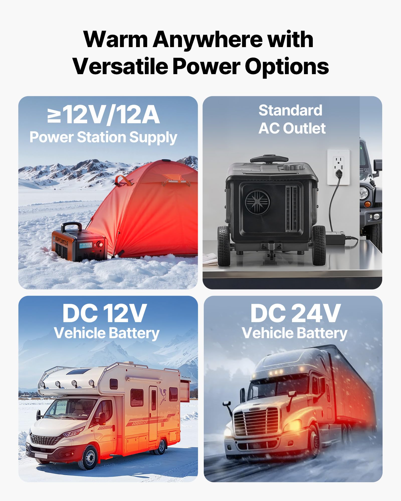 VEVOR Calentador Diésel 8 kW Portátil, con Control por Aplicación Bluetooth, Mando a Distancia y Pantalla LCD, Diseño con Ruedas, Depósito de Combustible de 5 L para Camiones, 566 x 400 x 321 mm