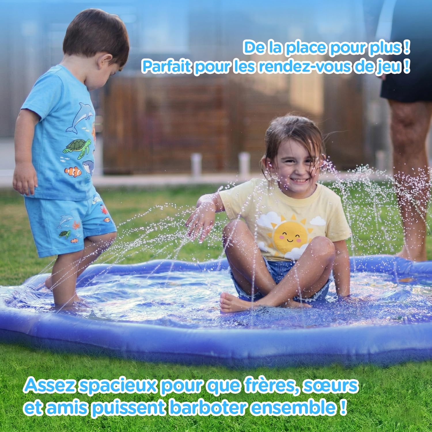 Tapis Aquatique antidérapant KiddoSpace Splash Pad avec Motifs éducatifs, idéal pour l’été en extérieur, Cartes d’Apprentissage et kit de réparation Inclus, sans BPA, Parfait pour bébés et Enfants.