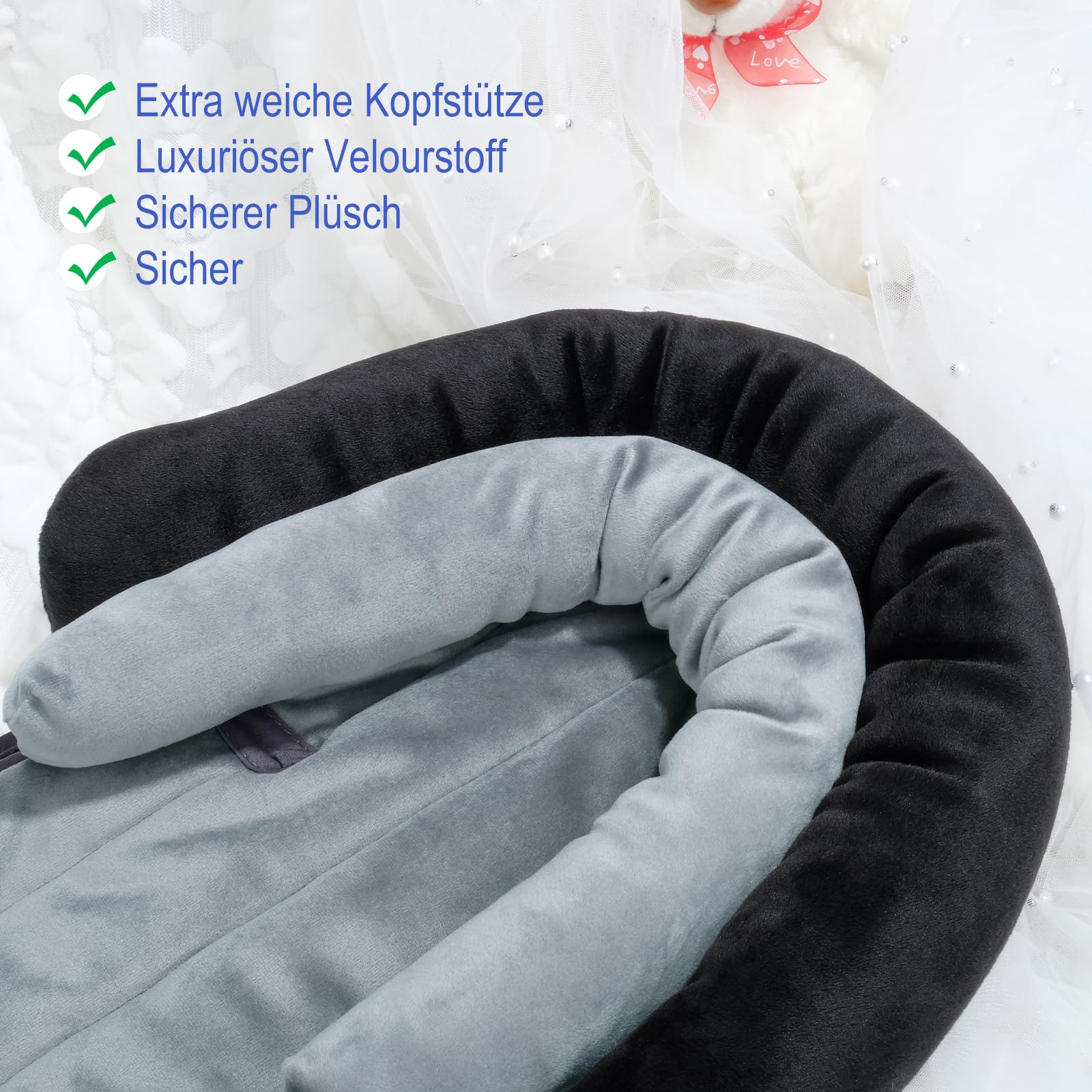 INFANZIA Riduttore per seggiolino 2 in 1, universale, per tutti i passeggini, per neonati, poggiatesta per ovetto e seggiolini auto, ideale per tutte le stagioni, 51 x 30 cm, nero