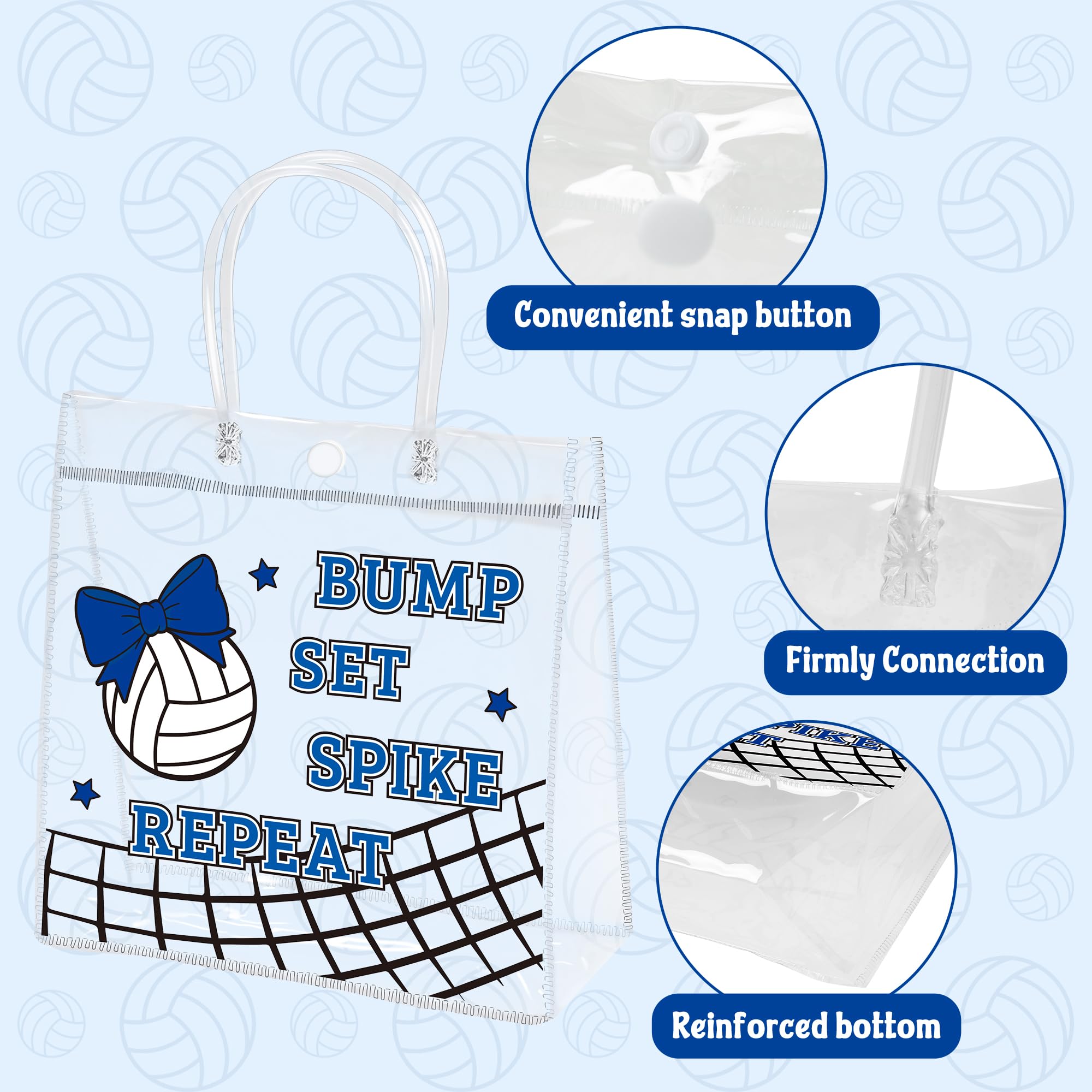 H1vojoxo Volleyball Goodie Gift Bags - 24PCS Volleyball Clear PVC Gift Bags for Team with Handle Bulk Reusable Sport Party Favors Team Birthday Gifts Bag Treat Snack Bag End of Season Gifts Bag