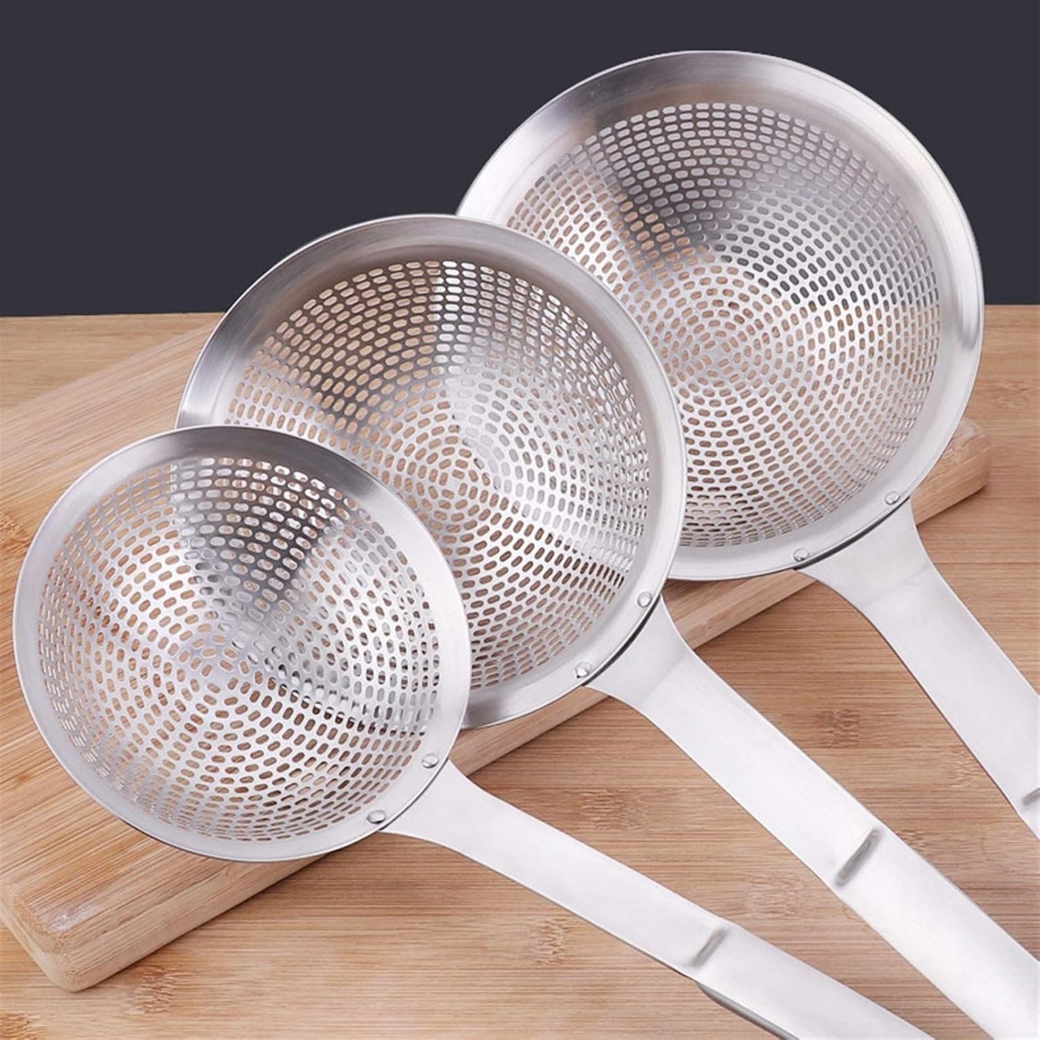 Leaky Spoon Extra Large Colander, Fine Filter, Stainless Steel Mesh Filter, Skimmer, Household Spoon, Drain Spoon Colander (Size : A), 20010125