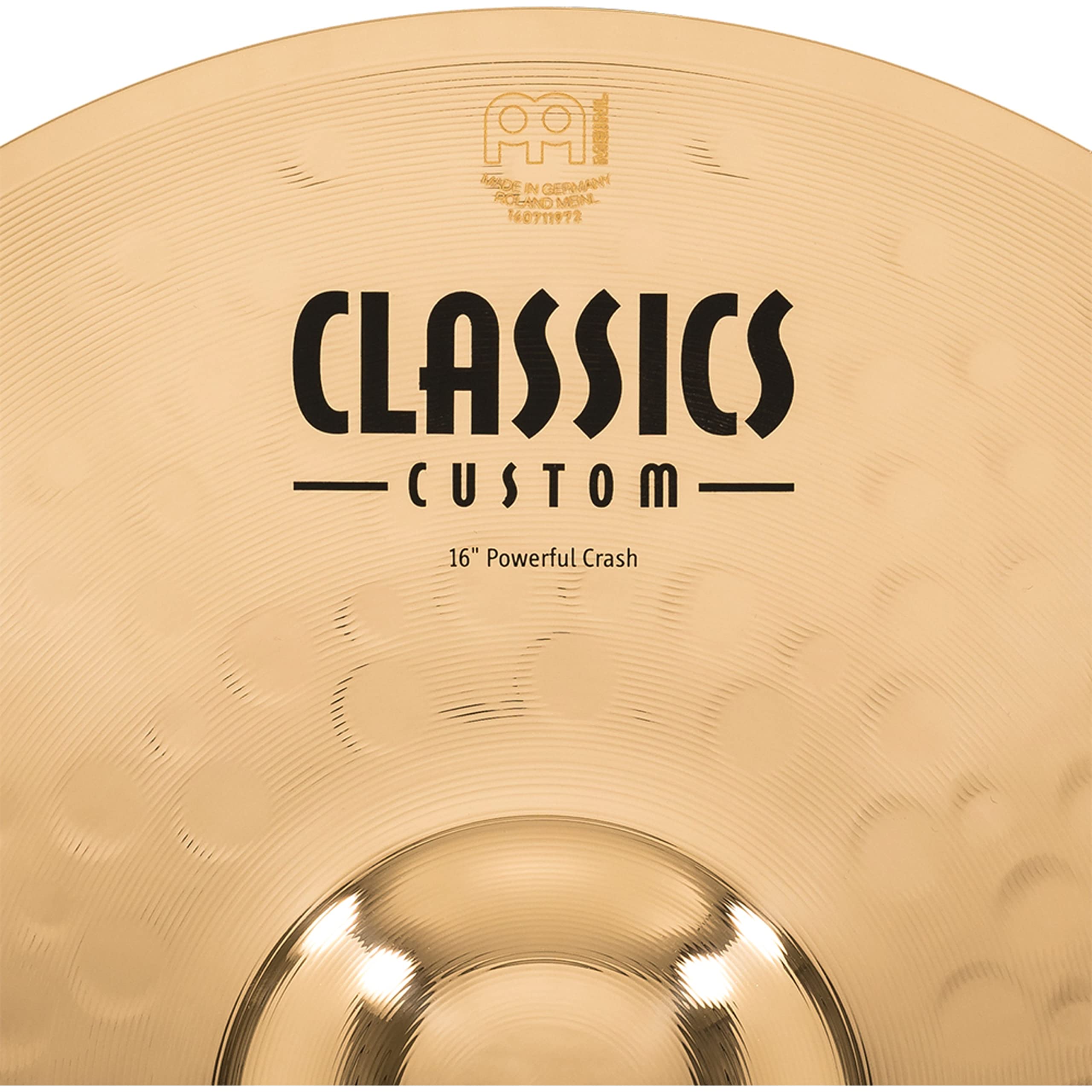 Meinl Cymbals Classics Custom Brilliant Piatto Powerful Crash 16 pollici (40,64cm) per Batteria - Bronzo B12, Finitura Brillante, Prodotto in Germania (CC16PC-B)