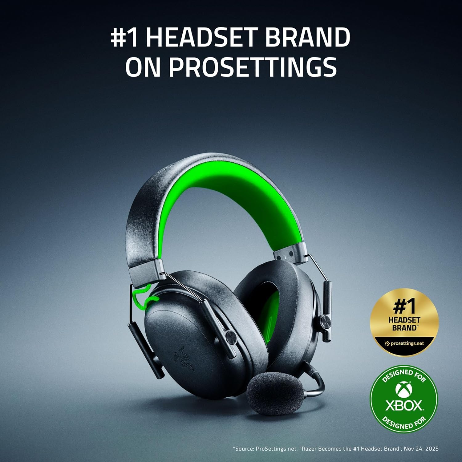 Razer BlackShark V3 X HyperSpeed Wireless Gaming Headset for Xbox: 50mm Drivers - Cardioid Mic - 2.4 GHz, Bluetooth, USB - Works with PC, Mac, PS5, Nintendo Switch - Long Battery Life - Black - Image 2