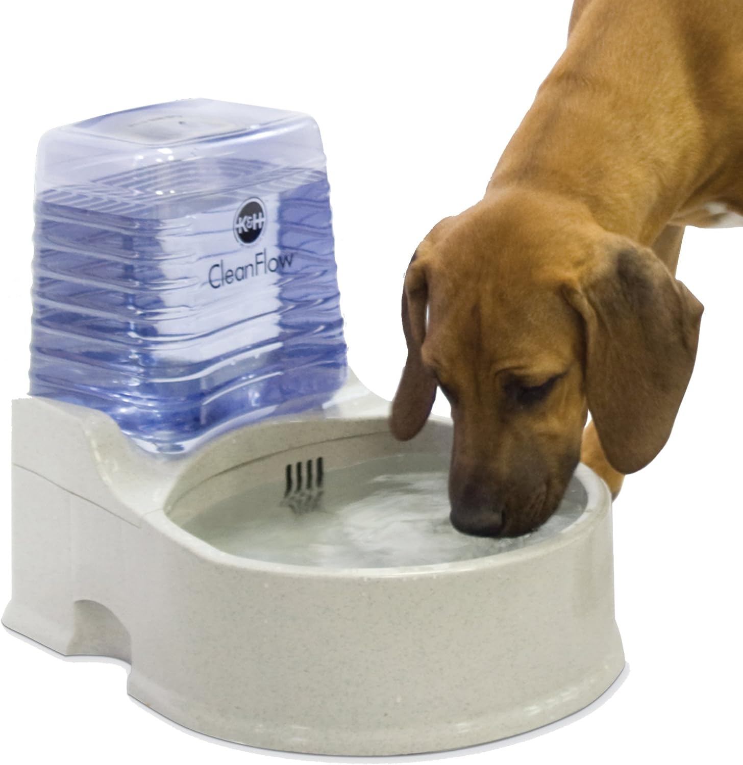 K&H Pet Products CleanFlow Filtered Pet Water Bowl With Reservoir Large 2gal + 1.5gal Granite