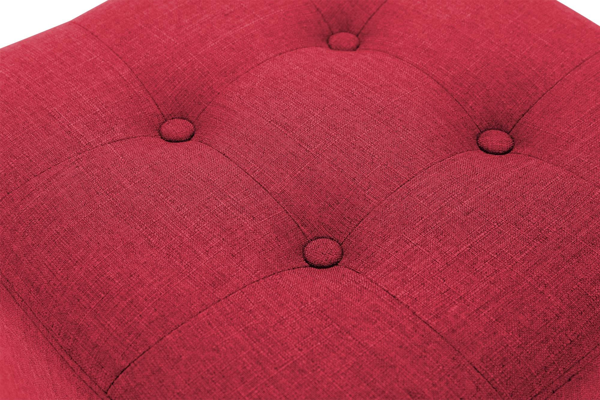 CLP Poggiapiedi Divano Pharao I Sgabello Pouf Capitonné Imbottito in Stoffa I Sgabello Basso Salotto Piedini in Legno, Colore:Rosso