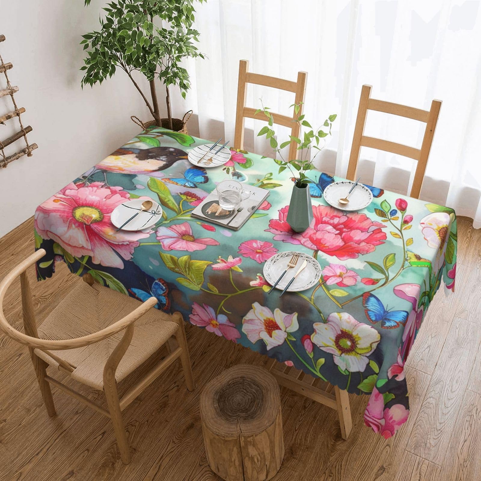 Nappe rectangulaire jardin pour repas en famille et décoration de table de cuisine