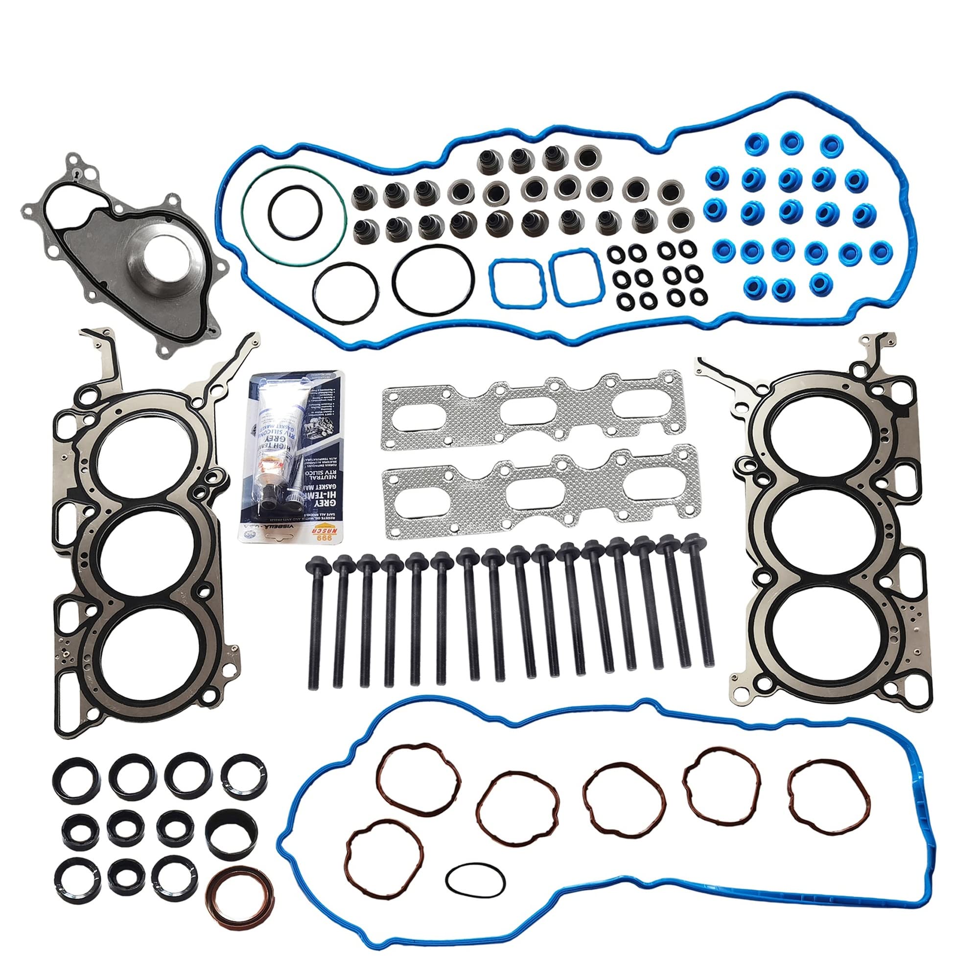 Partsflow Cylinder Head Gasket Set w/Head Bolts For FORD EDGE For FORD POLICE INTERCEPTOR SEDAN For LINCOLN MKS For LINCOLN MKT For LINCOLN MKX For LINCOLN MKZ 3.7L 3726CC 227CID V6 DOHC, (24 VALVE)