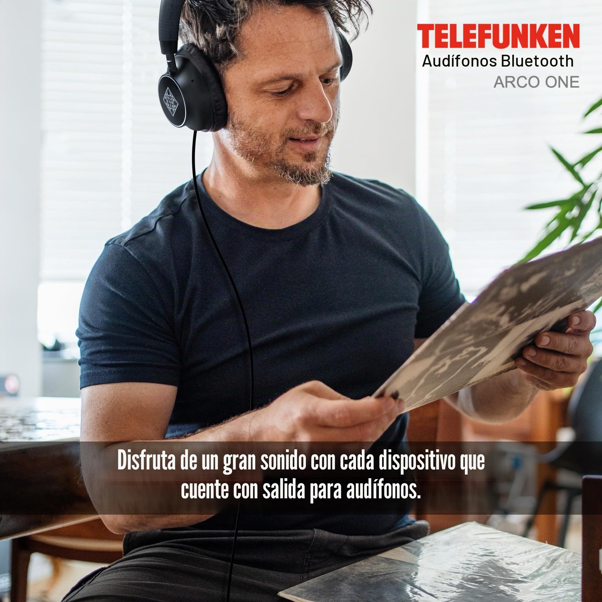 TELEFUNKEN ARCO ONE Auriculares Bluetooth Over-Ear con ANC y micrófono, Multipoint, 30 h de batería (22 h con ANC), controladores de 40 mm, 32 Ω, AUX/3,5 mm y USB-C, IPX3, 220 g, almohadillas