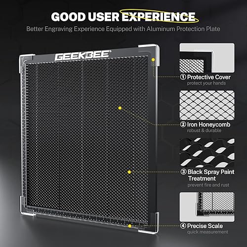 Miniatura 6 de Cama láser de panal de abeja de 11.8 x 14.96 x 0.87 pulgadas, panel de trabajo de panal de abeja Geekbee con placa de aluminio para máquina de corte