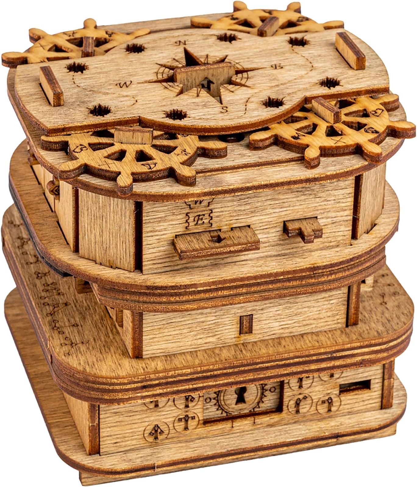 iDventure Cluebox - Davy Jones Locker - Escape Room Game - Pirate Puzzle Box - Gift Box - 3D Wooden Puzzle for Adults - Wooden Jigsaw - Brain Teaser - Birthday Gift Gadget for Men - Money Box