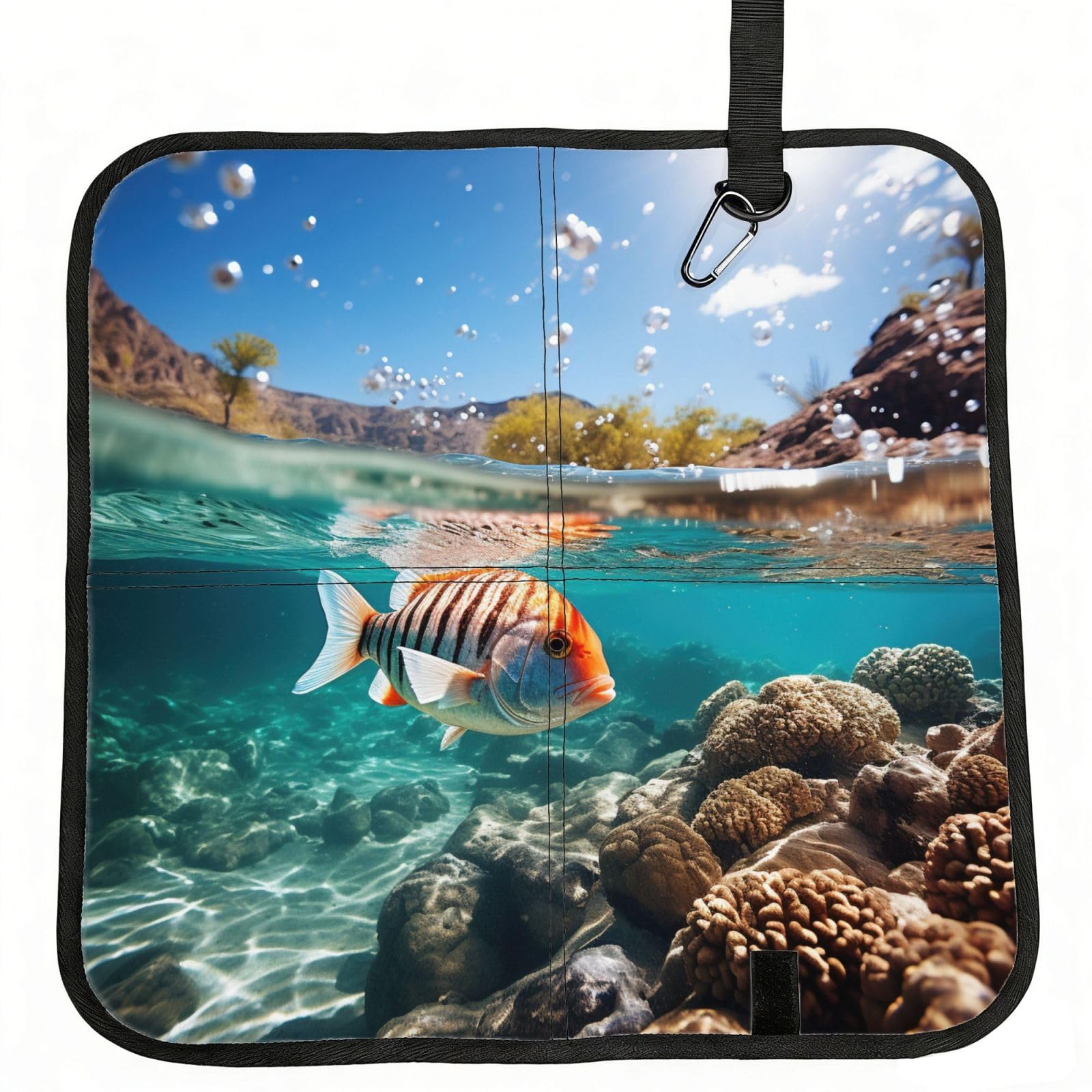YGLHBDPBF Ocean Tropical Fish Print Camping seat cushion,Foldable Sitting Pads,Save Backpack Space for Hiking