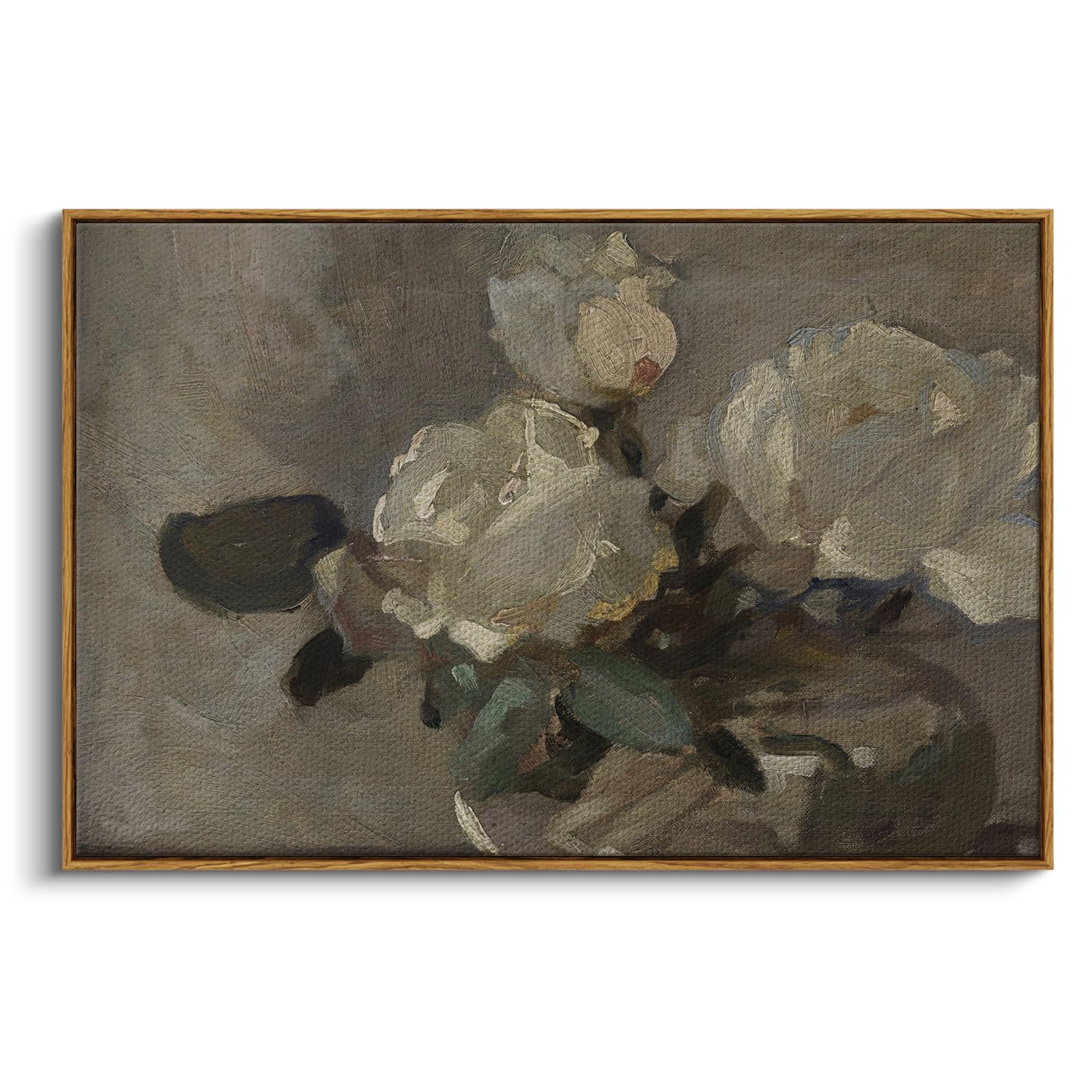 InSimSea Vintage Flower Canvas Wall Art Framed Wall Decorations, Mid Century Modern Wall Decor, Botanical Wall Art for Farmhouse Kitchen Office Bathroom Decor 24X36 Inch