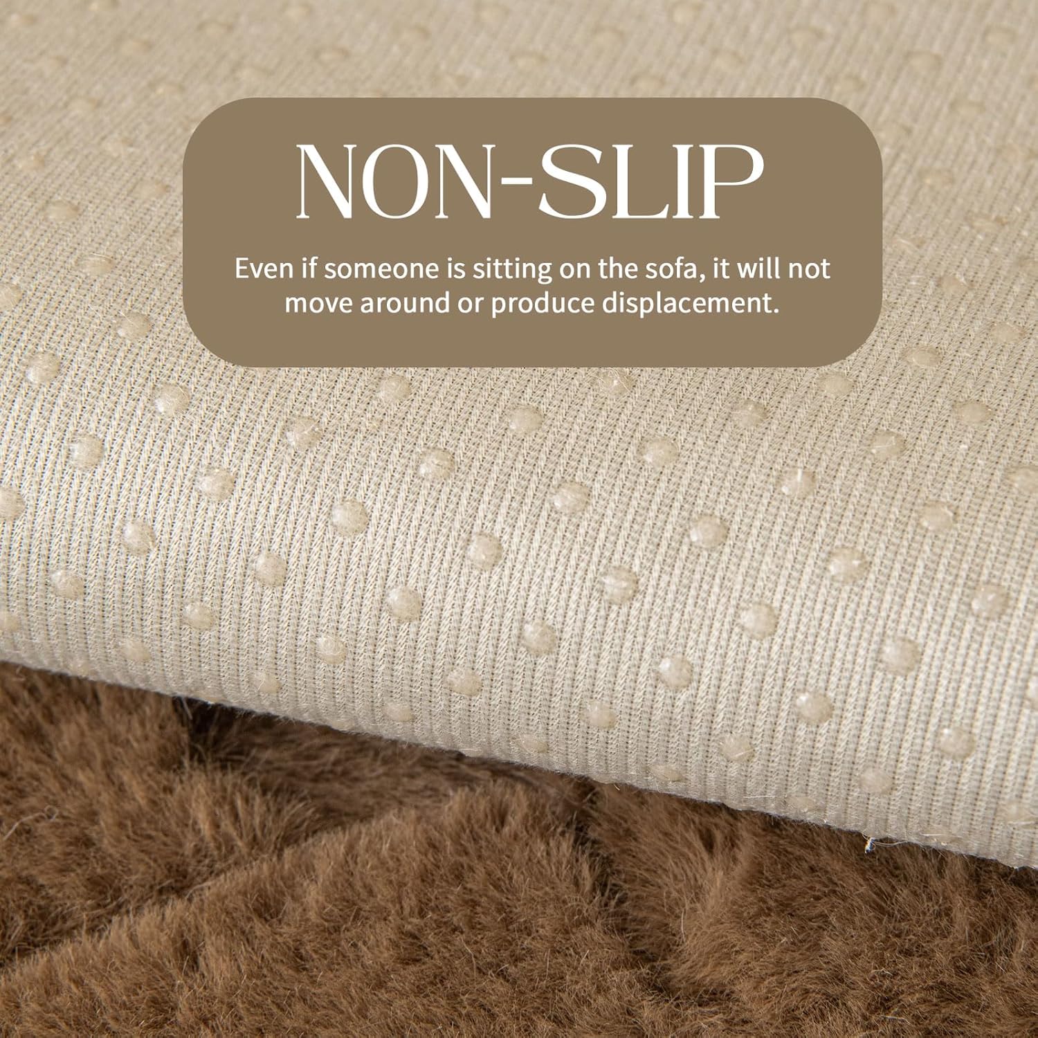Waterproof Dog Bed Cover Non Slip Couch Cover for Dogs Washable Soft Faux Fur Sofa Cover Couch Covers for 3 Cushion Couch Sofa Pet Friendly (Brown, 22.5x22.5（2pc）)