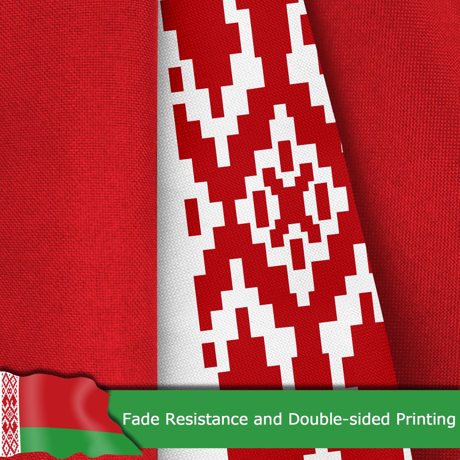 Belarussische Flagge, 2,3 x 3,6 m, für den Außenbereich, Weißrussland-Nationalflagge aus verstärktem 400D-Polyester mit 2 Messingösen, farbecht und strapazierfähig, für den Außenbereich, reine