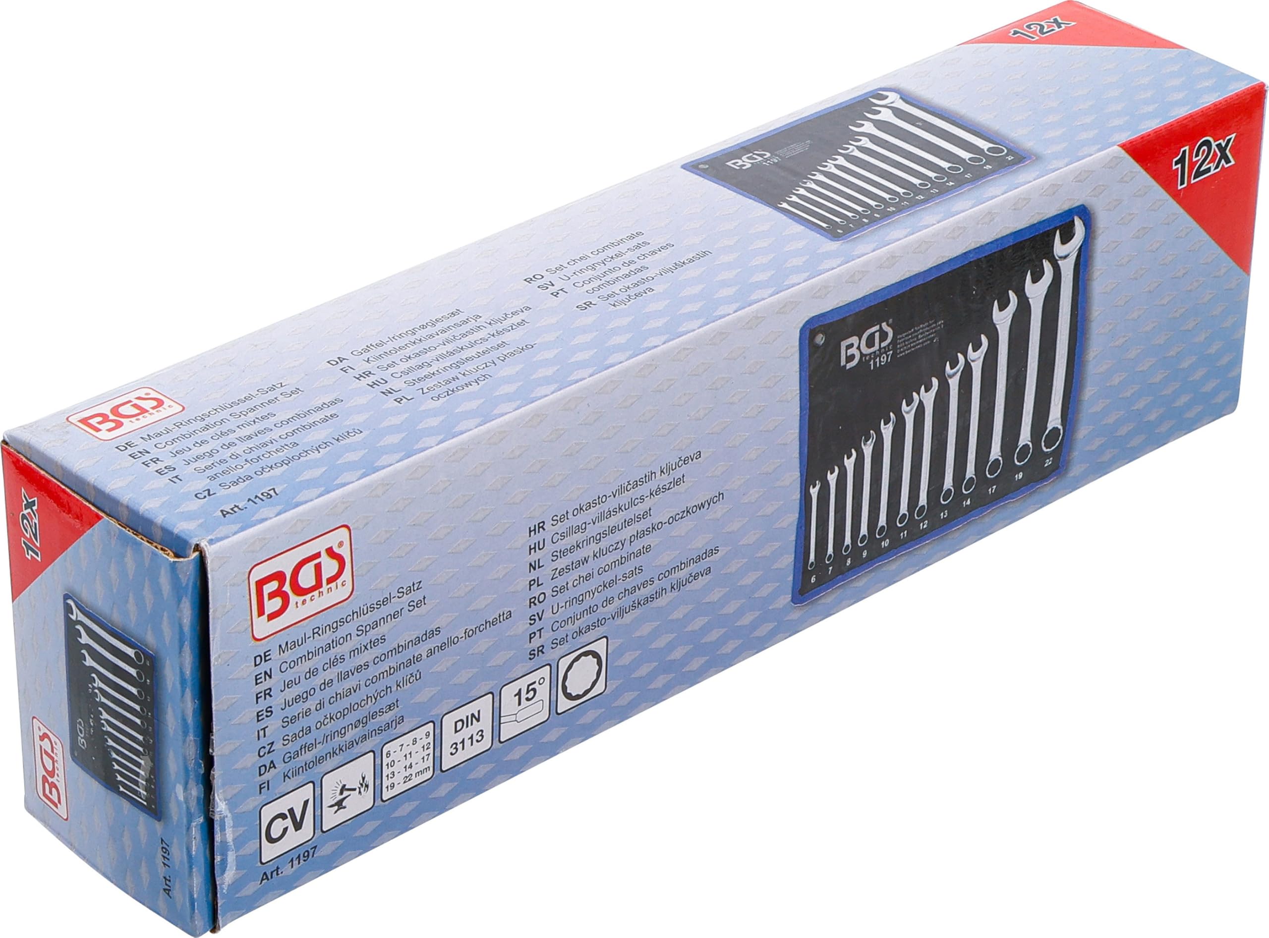 BGS 1197 Serie di chiavi combinate anello-forchetta 6-22 mm 12 pz.