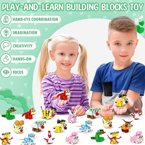 Miniatura 4 de Recuerdos de fiesta de Pascua para niños de 8 a 12 años, paquete de 24 juguetes de bloques de construcción de animales, regalos de cumpleaños para