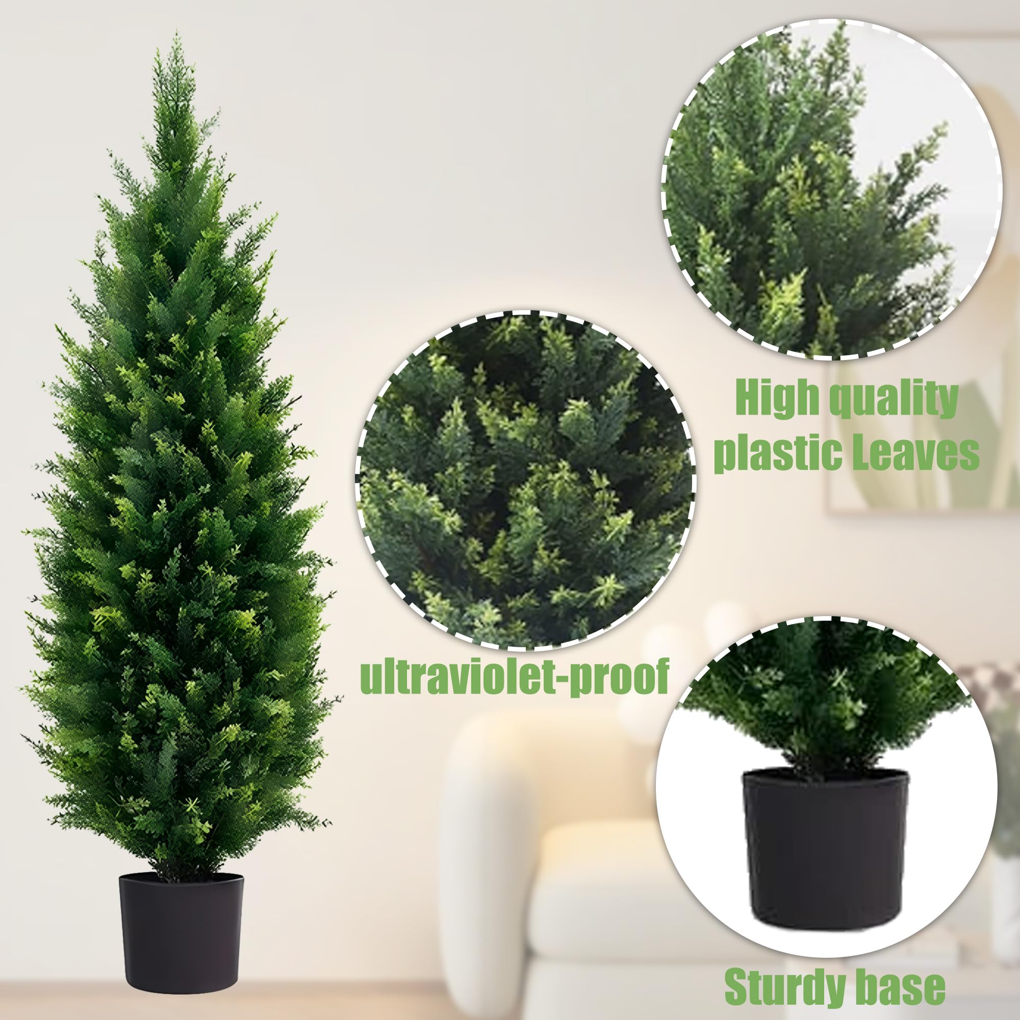 2 Arbres Topiaires Artificiels Melli Welli - 90cm Cèdre/Pin - Résistant UV Intérieur/Extérieur