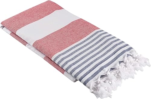 InfuseZen Toalla de baño de algodón Suave y Colorida de turca para Playa Rojo y 