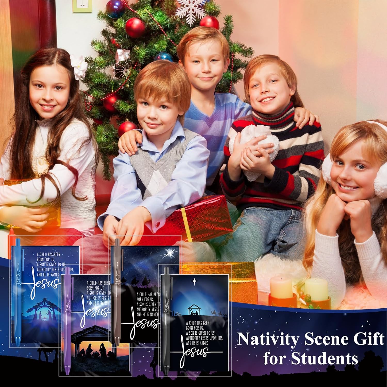 40 Sets Christian Gifts Bulk Include 40 Bible Verse Notebooks 40 Jesus Loves You Pens Christian Pens Nativity Scene Gift Church Party Favors for Easter Religious Father Baptism Sunday School