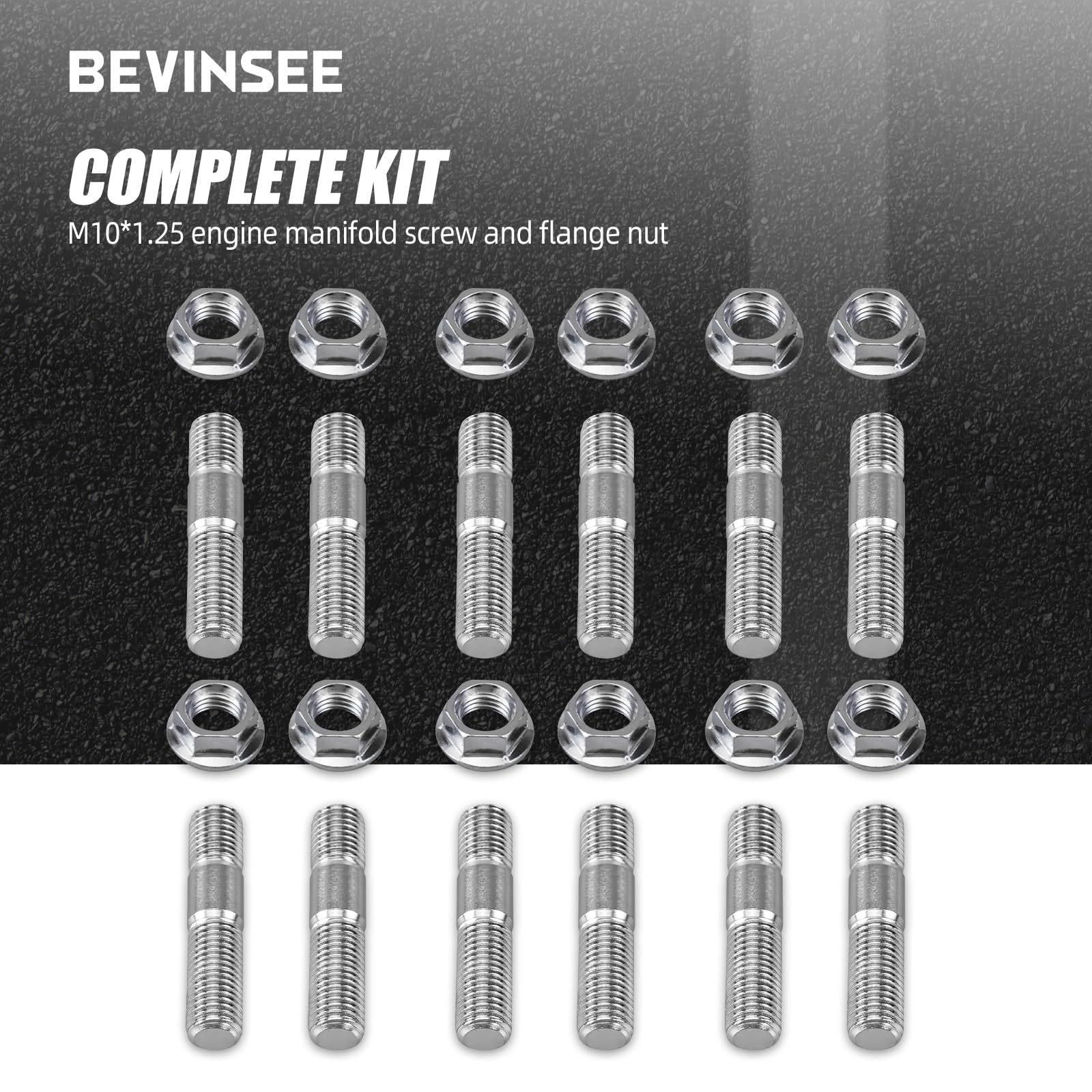 10-Piece Stainless Steel Extended Intake Manifold Stud Kit With Washers - Universal Fit (Z1 Style)