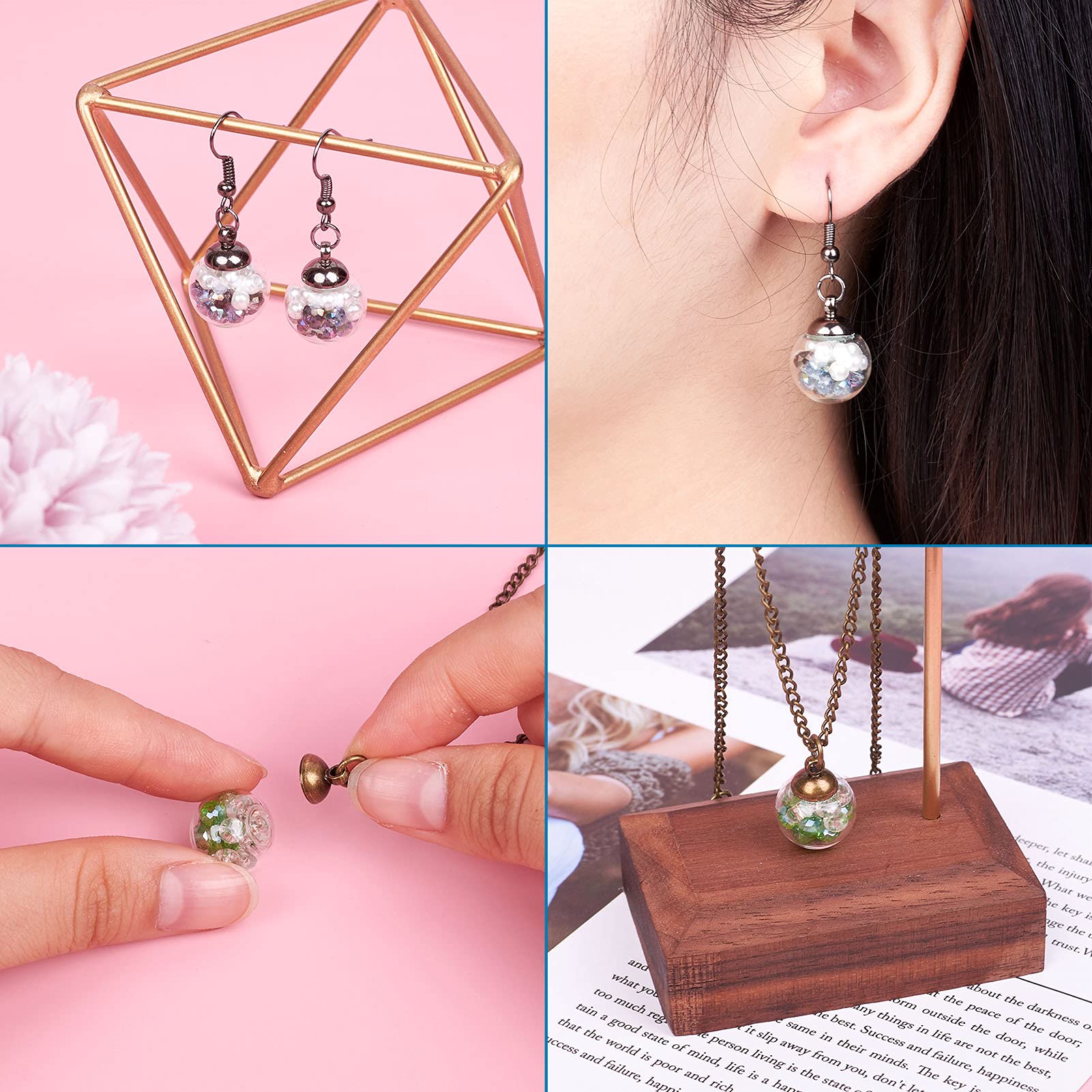 Lot De 60 Mini Globes Vides En Verre Transparent 14 Mm 16 Mm 18 Mm Avec