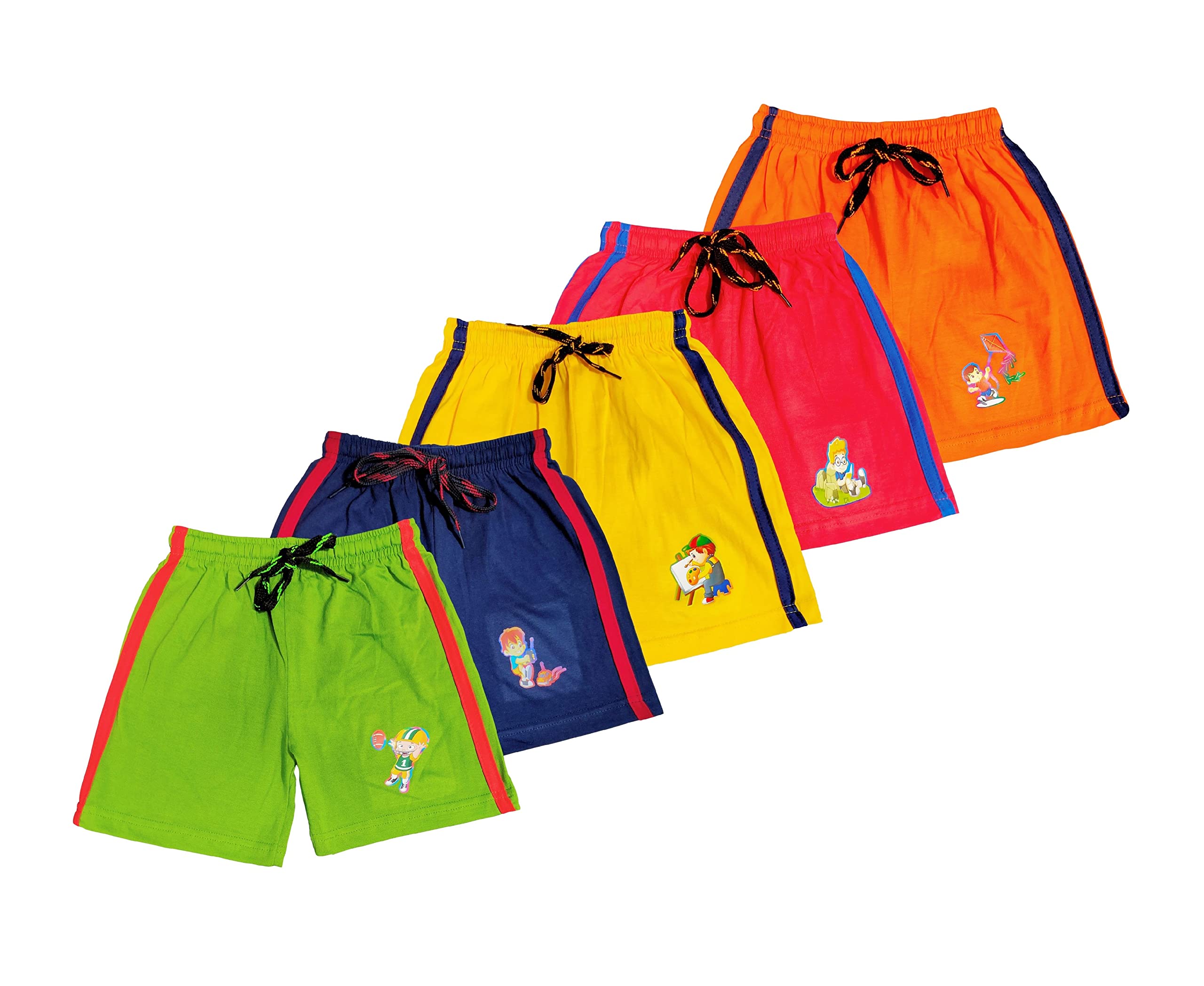 BABA AND BABY Boys and Girls Regular Cotton Shorts Pack of 5 (18-24 Months, Multi-2)