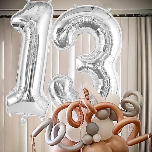 Miniatura 6 de Globos plateados del número 13, globos grandes de aluminio de 13 o 31, globo de número grande de 40 pulgadas para decoración de cumpleaños,