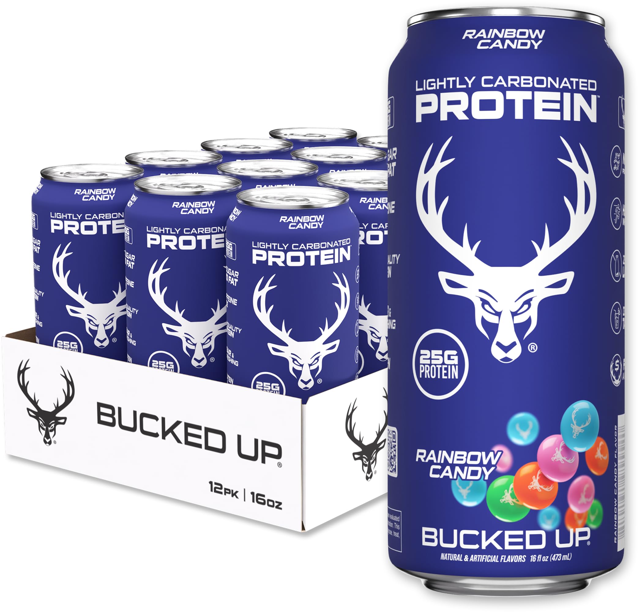 Bucked Up Lightly Carbonated Protein Soda | 25g Whey Isolate - Zero Sugar, Low Calorie, Caffeine Free, Clean Drink | Sparkling Protein Soda - 12 Pack,