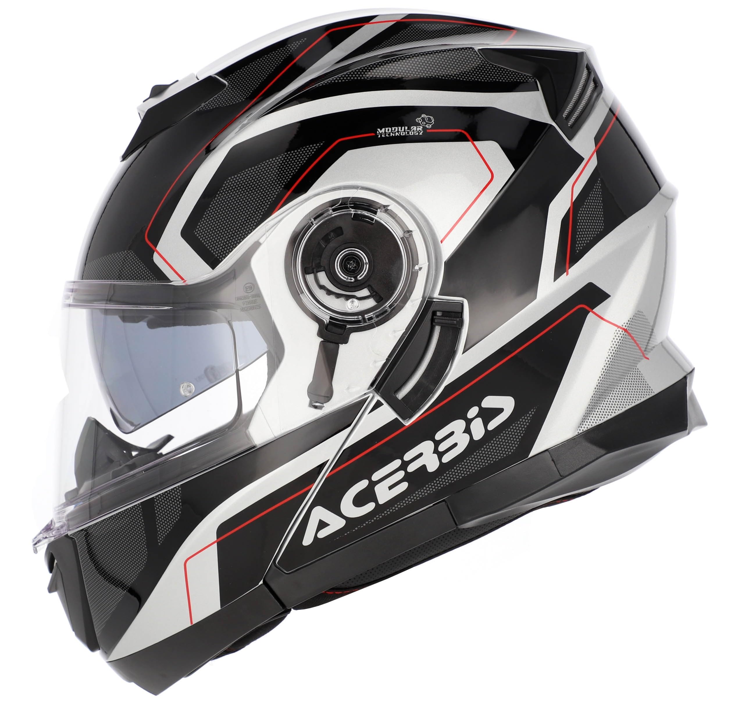 Casco Modular Acerbis Serel Negro Gris con Visor Solar Integrado, Homologación ECE 22.06, Doble Visor, Sistema de Ventilación y Cierre Seguro para Moto (XL 61/62)