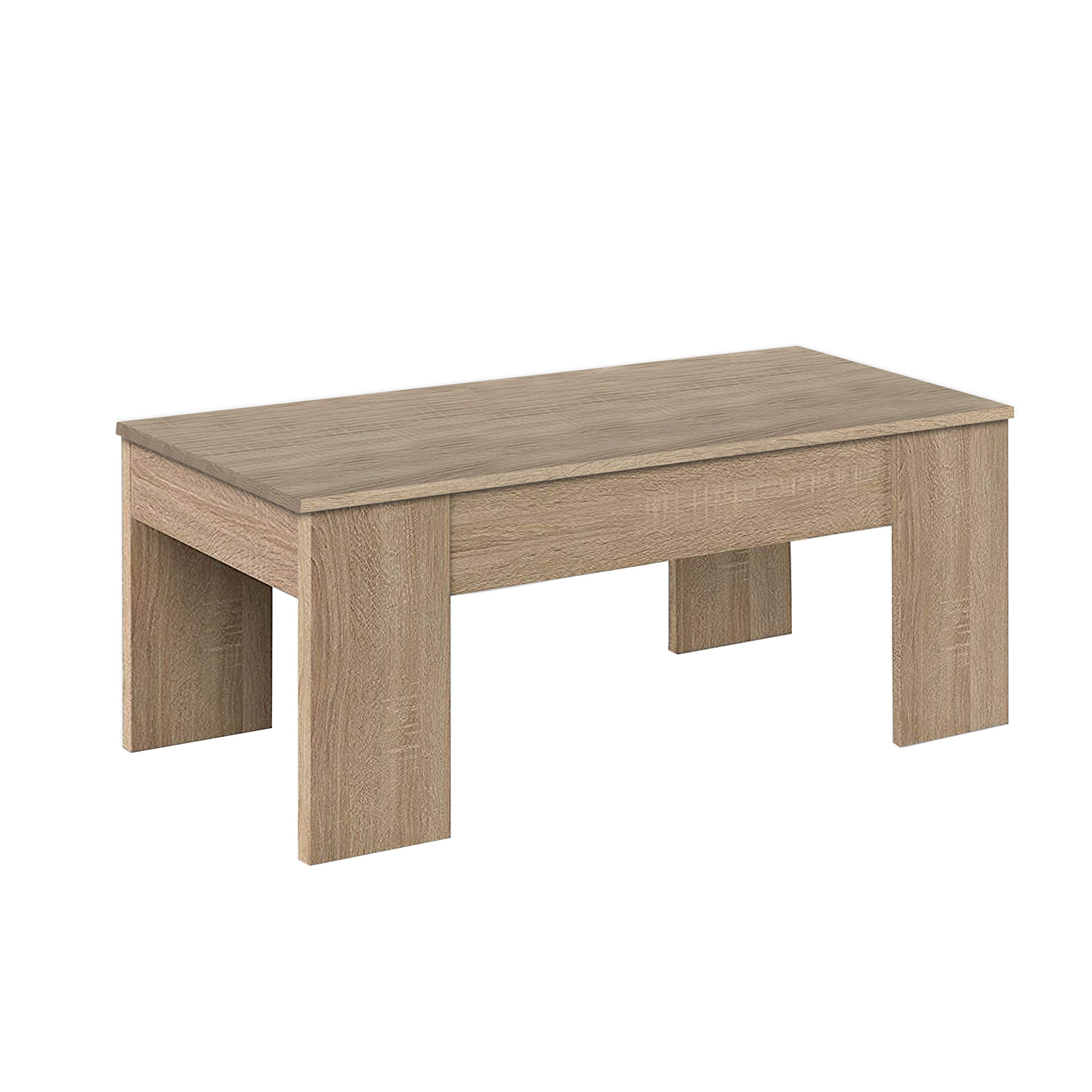 Mesa De Centro Elevable Neo - Mesita De Salón Ajustable En Altura, Color Roble Nodi, 105x55 Cm
