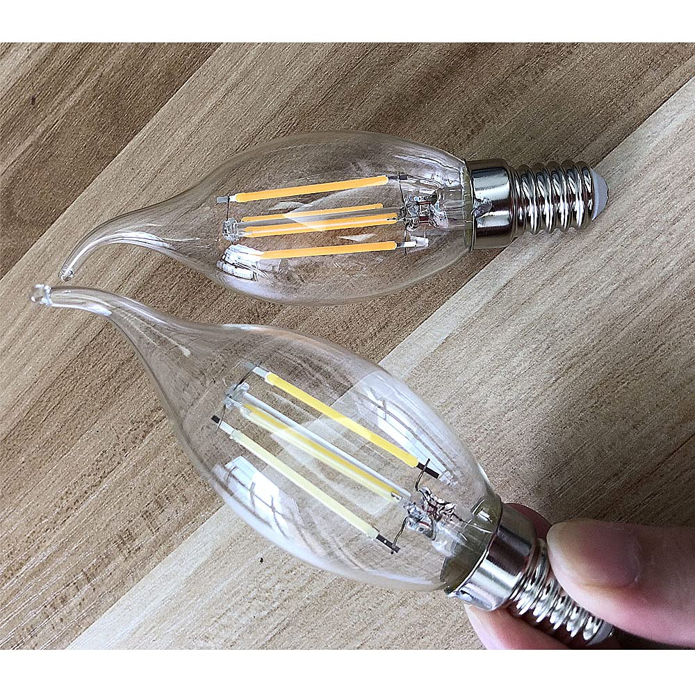 Ruihua E14 6W LED Filament Glühbirne Kaltweiß 6500K (Entspricht 60W Halogenbirne) Nicht Dimmbar Kleine Vintage Energiesparlampe 600LM Edison Schraube C35 Kerzenbirnen,Packung mit 20