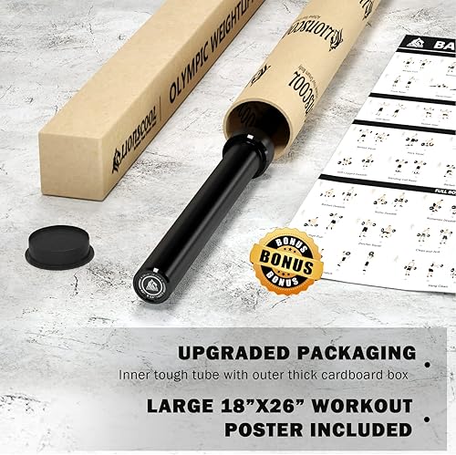 Miniatura 7 de LIONSCOOL Barra olímpica de 7 pies para levantamiento de pesas y levantamiento de potencia, barra de barra de 2 pulgadas para sentadillas, peso