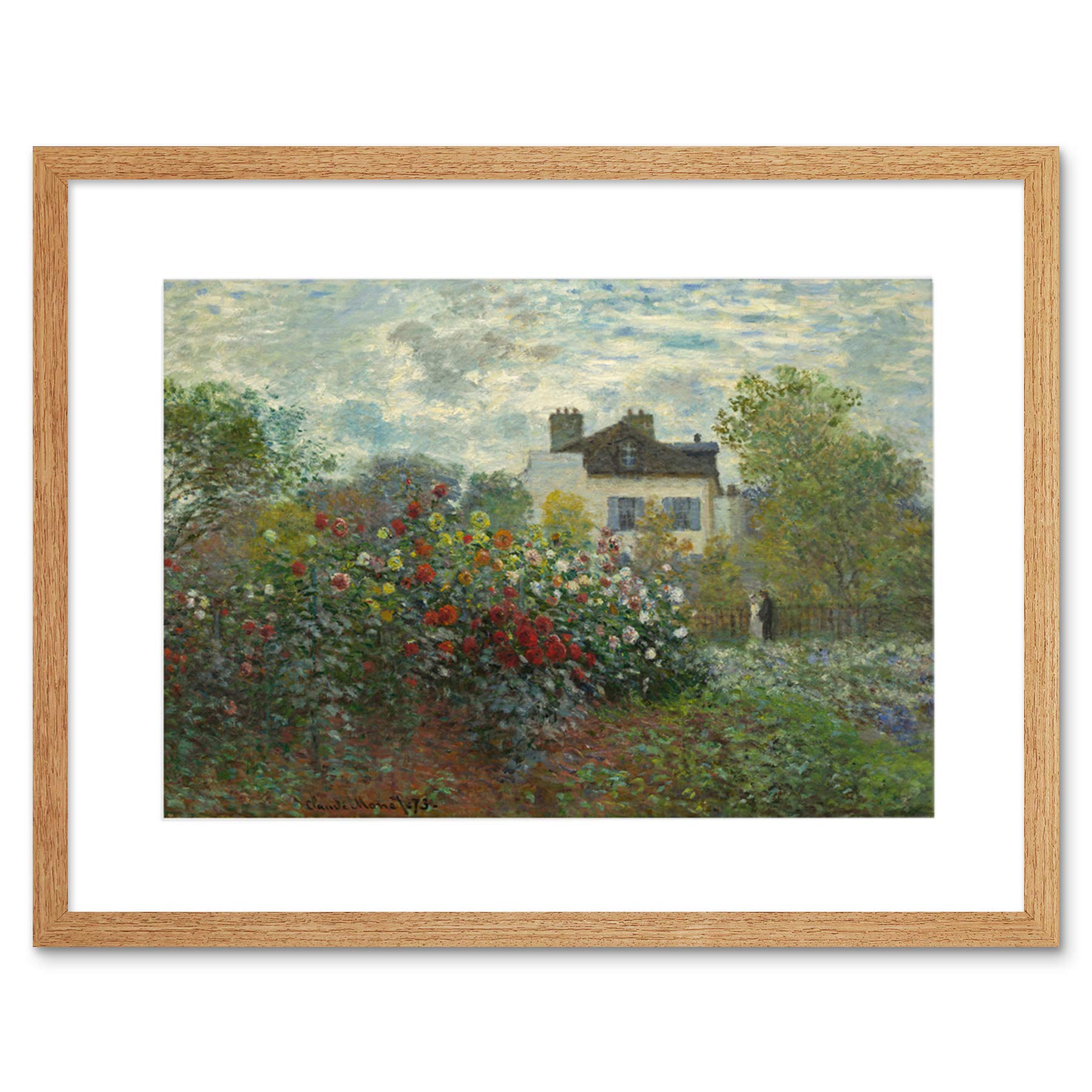 Wee Blue Coo Claude Monet French Artist Argenteuil Corner Garden Dahlia Framed Wall Art Print