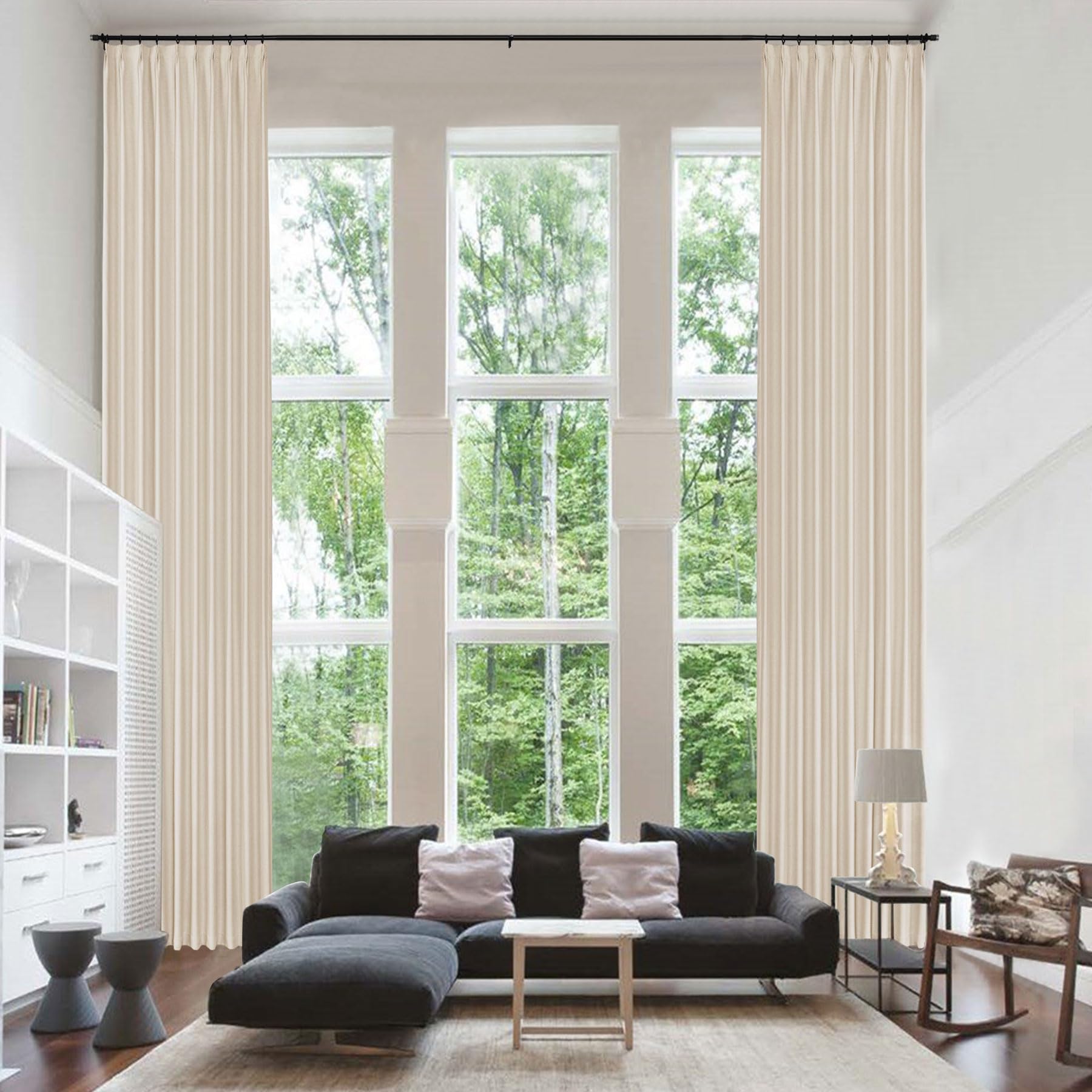 Fcosie 120 Inches Extra Long Linen Curtains Pinch Pleated Blackout Custom Made Drapes 9 10 11 12 13 14 15 16 17 18 20 24 ft Darkening Drapery for
