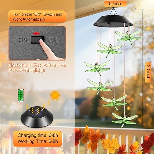 Miniatura 6 de Regalos de cumpleaños para mamá, abuela, esposa, Winzwon luces solares para exteriores, campanillas de viento para jardín exterior, patio, porche,