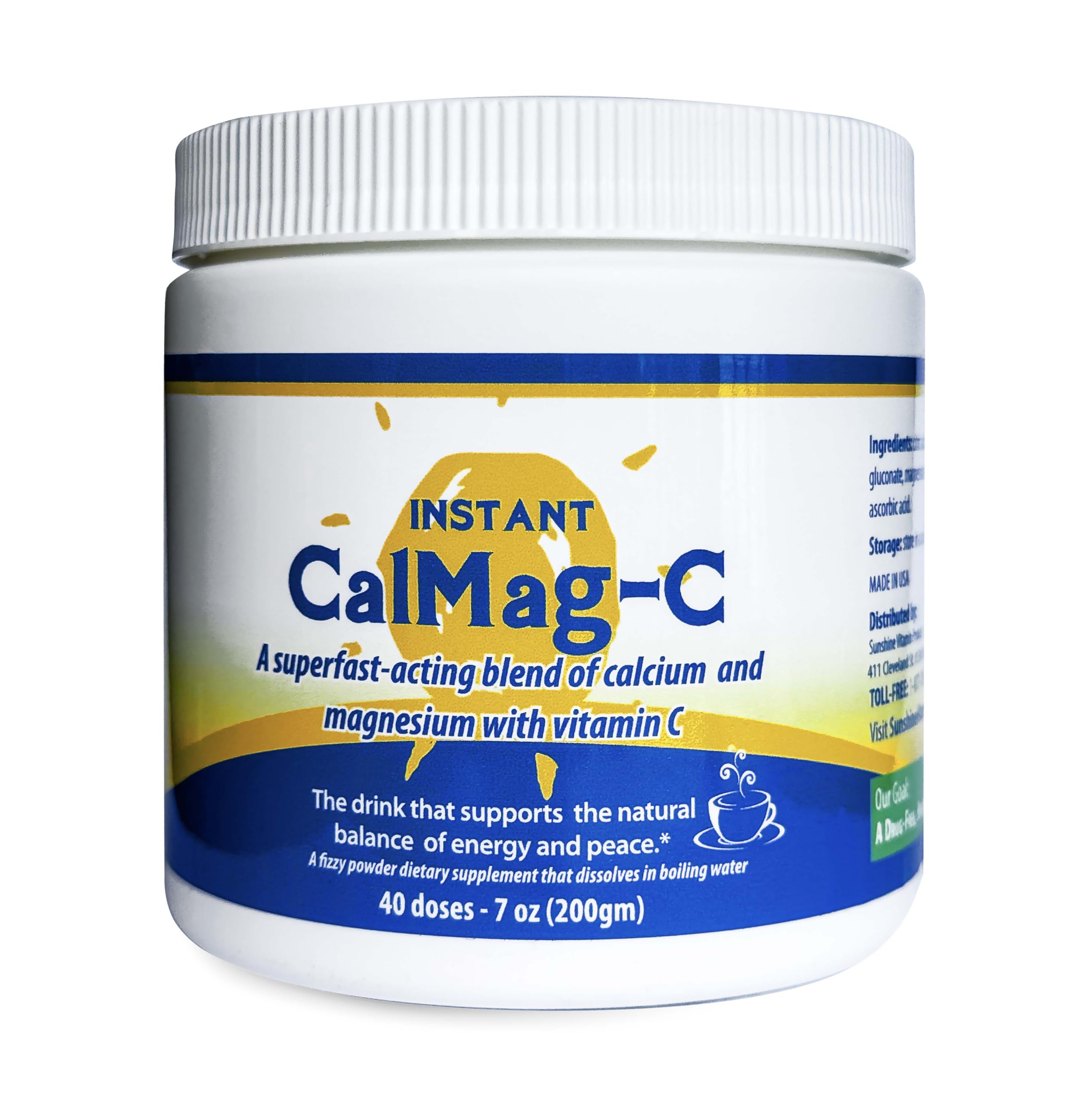 Instant Cal Mag C – Fast-Acting, Absorbable Calcium, Magnesium and Vitamin C – Replenishes Calcium & Magnesium, Enhances Body Function & Helps Prevent Depletions – Improved Sleep