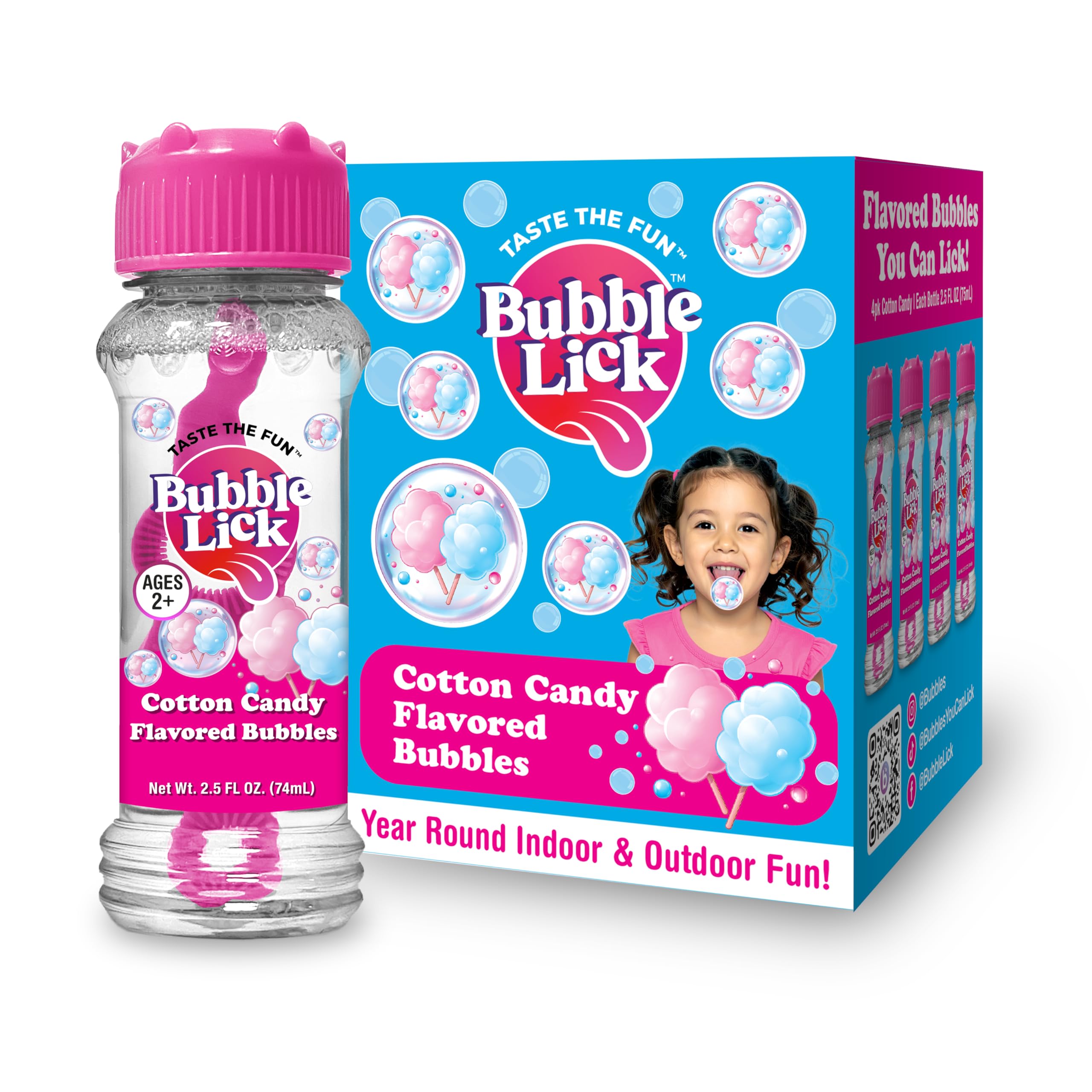 Bubble Lick Cotton Candy Flavored Bubbles 4 Pack USA Made Safe to Lick Fun for Kids Families and Dog