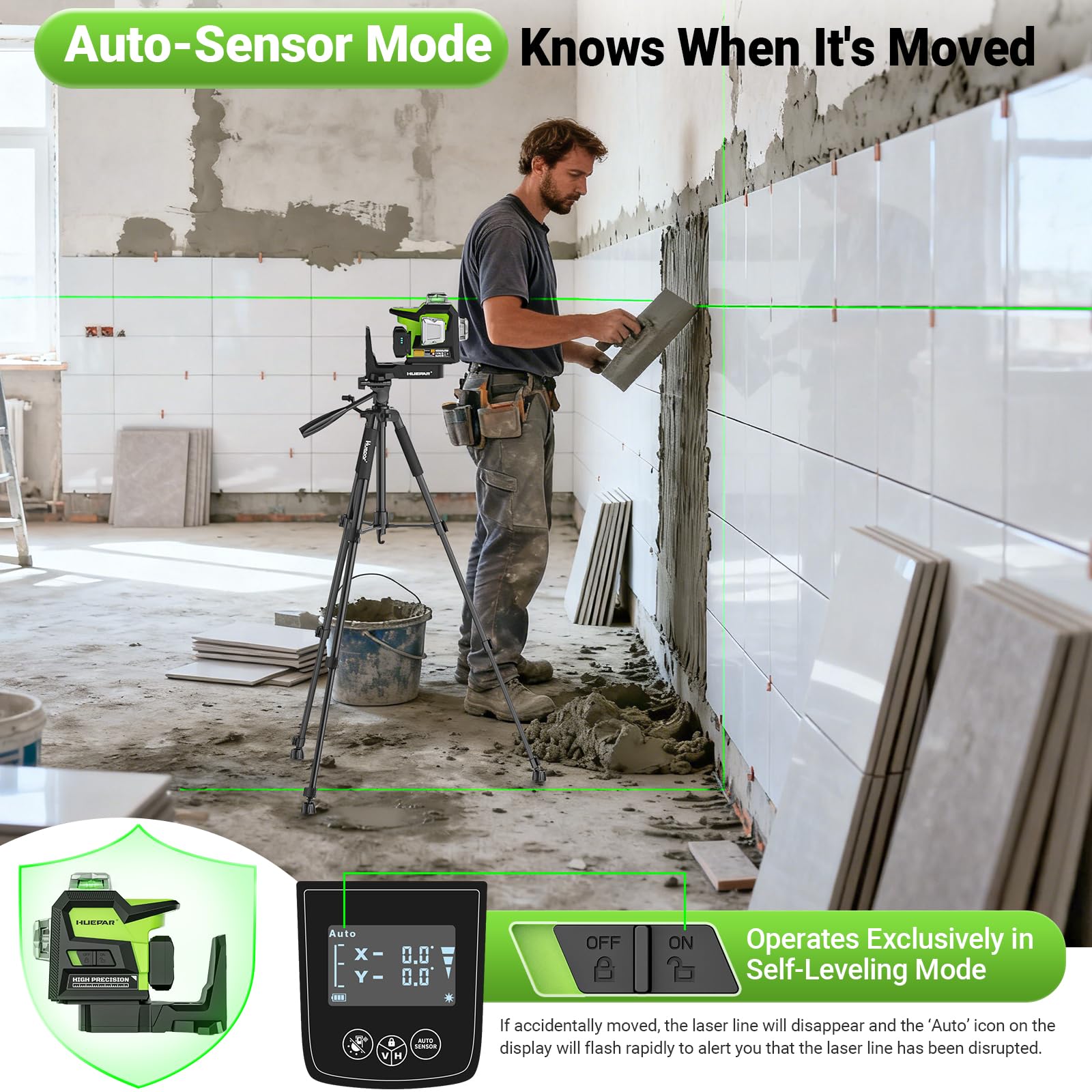 Huepar Laser Level - Self Leveling & Remote Control -9