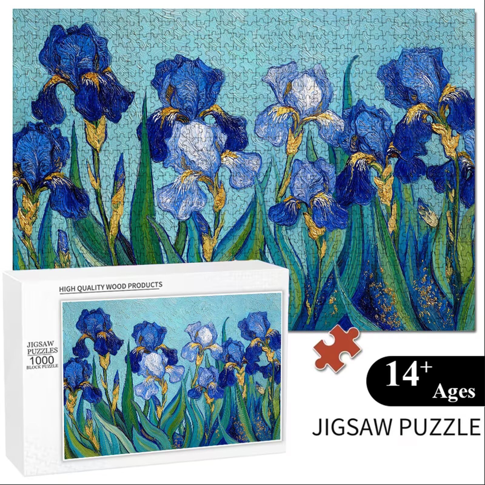 Puzzle 1200 Piezas Adultos Flor & Azul, Rompecabezas con Letras Traseras y Póster, Pasatiempo Antiestrés, Decoración de Pared, Regalo Decorar Mujer Hombre 75 x 50 cm (14 Años +) P3#29