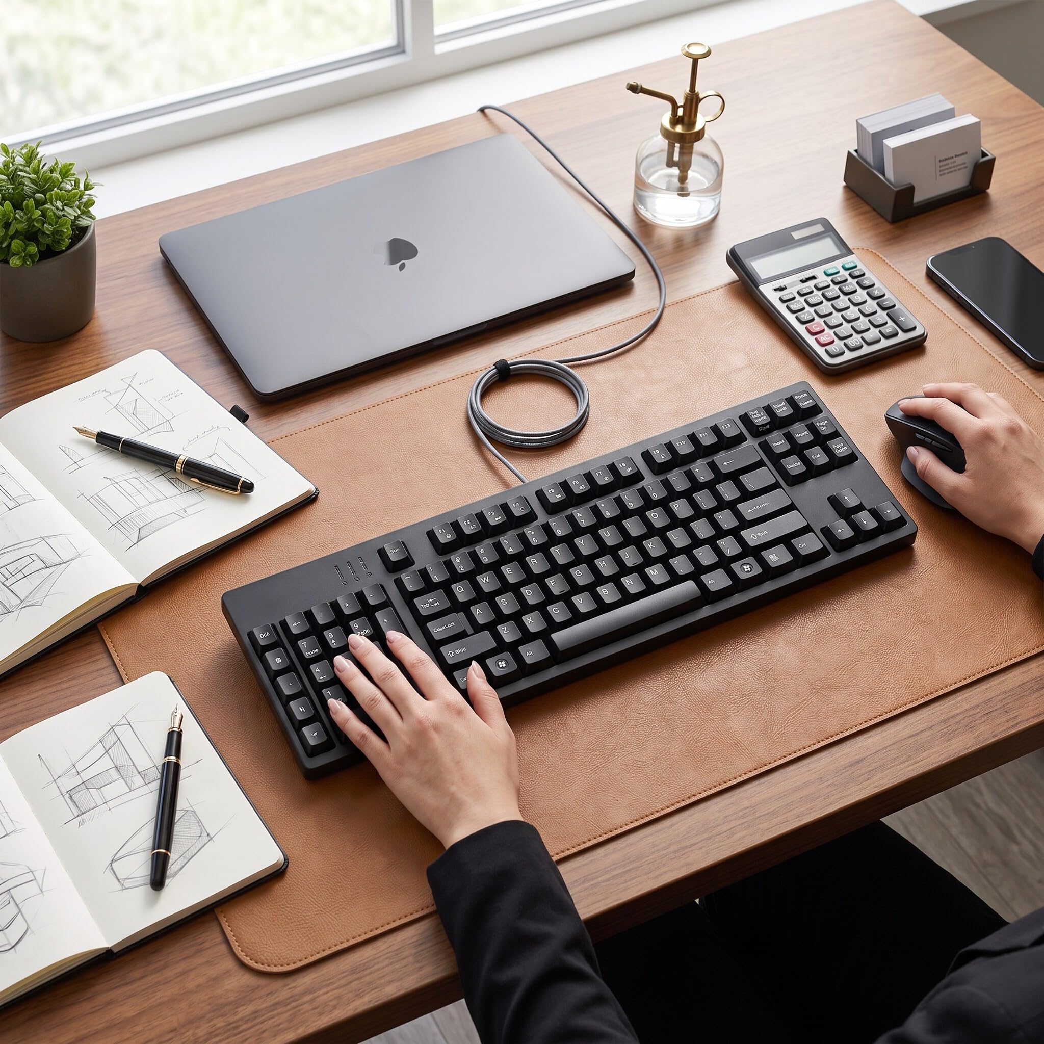 Greensen Tastiera Ergonomica per Mancini con 109 Tasti, Tastiera da Ufficio con Design Comfortevole e Connessione Micro USB – Ideale per Contabilità, Grafica e Lavoro in Ufficio