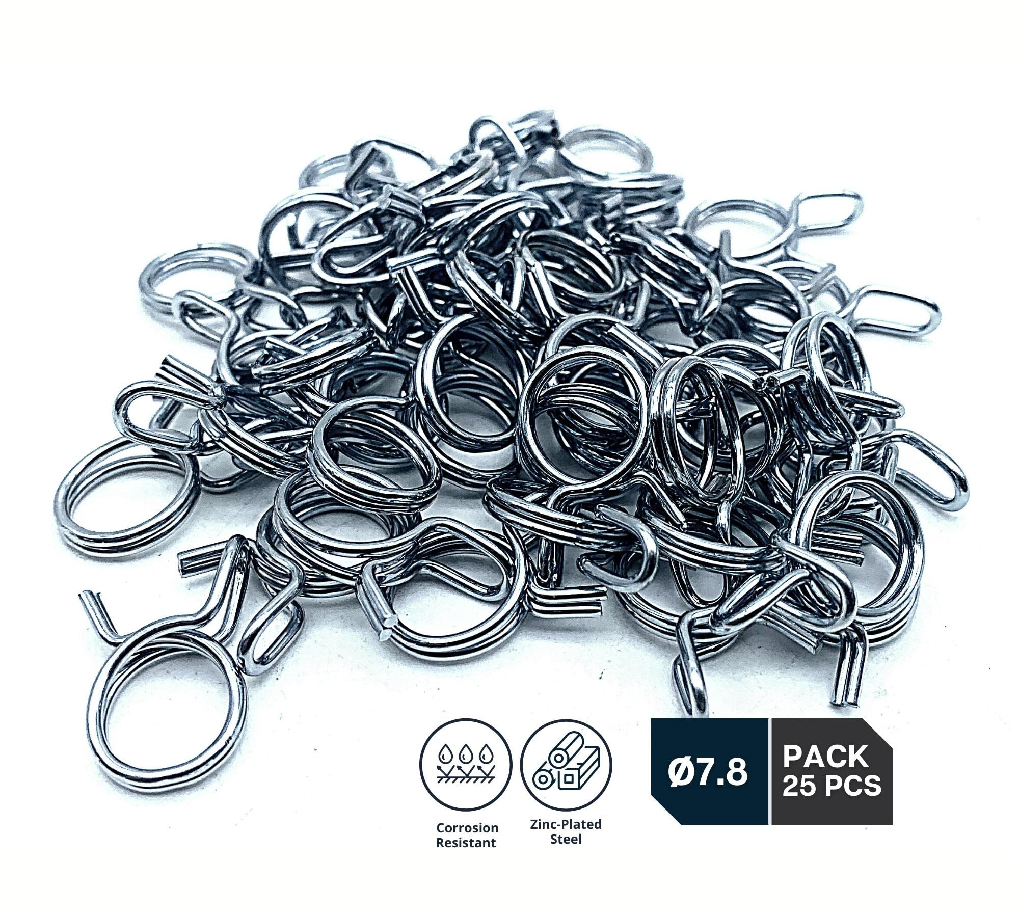 DOJA Barcelona | Morsetti per Tubi | 8mm | Pack 50 | Fascette Stringitubo Acciaio Zincato | Fascetta Stringitubo Senza Viti | Fascette Metalliche Stringitubo Regolabili | Morsetto Fissaggio Tubi