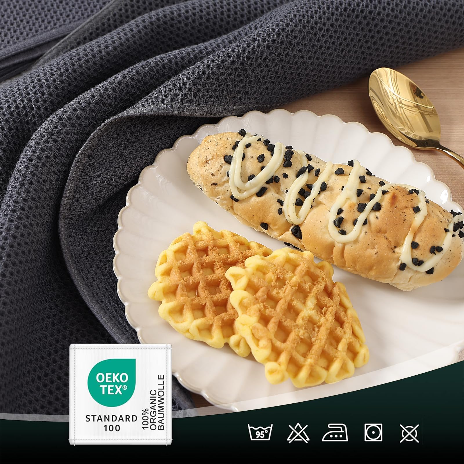 Set 6 Strofinacci Cotone 30x30 Cm - Super Assorbenti, Morbidi E Durevoli, Colore Beige Per Cucina