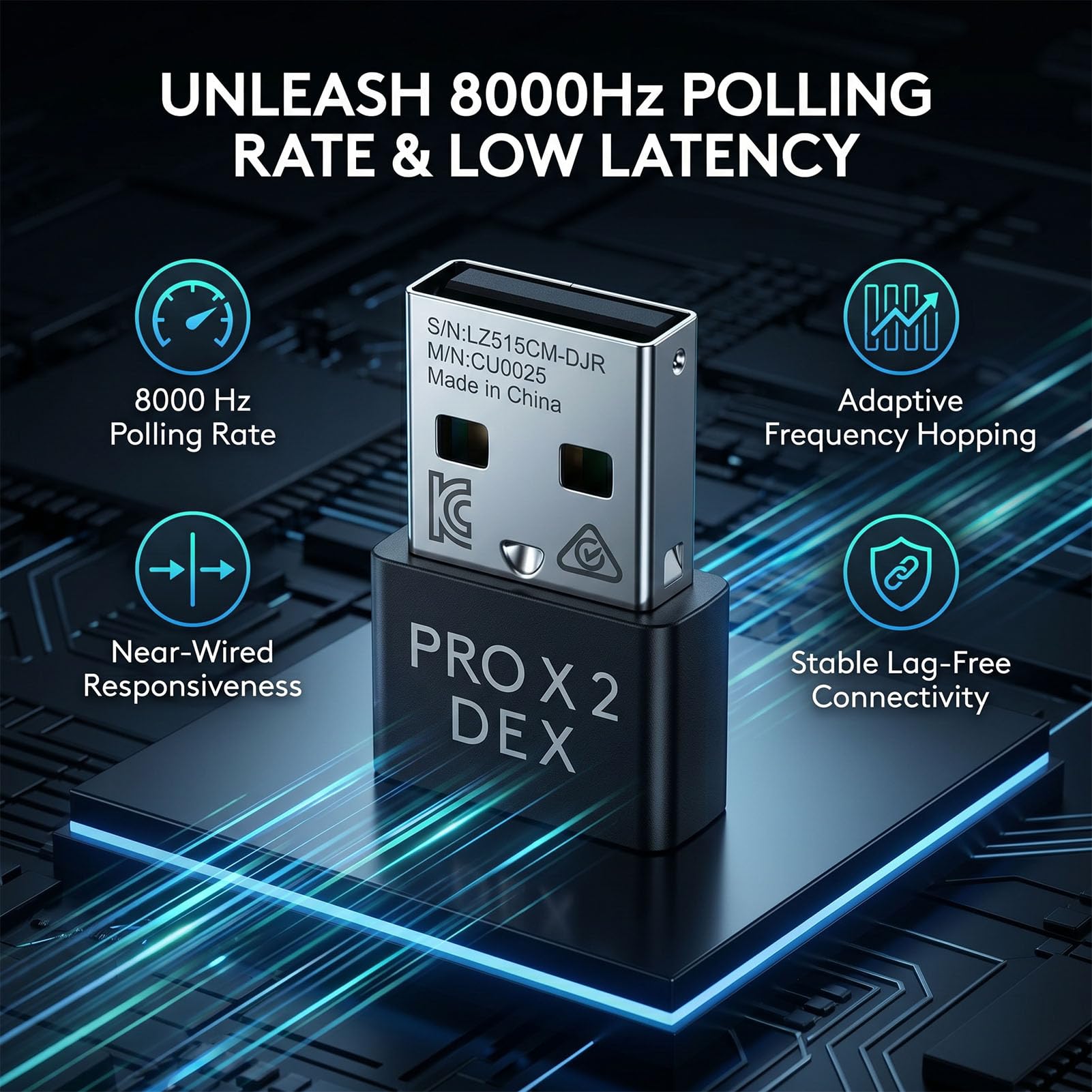 Annadue Receptor Dongle USB Inalámbrico Hyper Polling de 8000Hz para Ratón Pro X Superlight 2 con Emparejamiento Automático y Conexión Estable